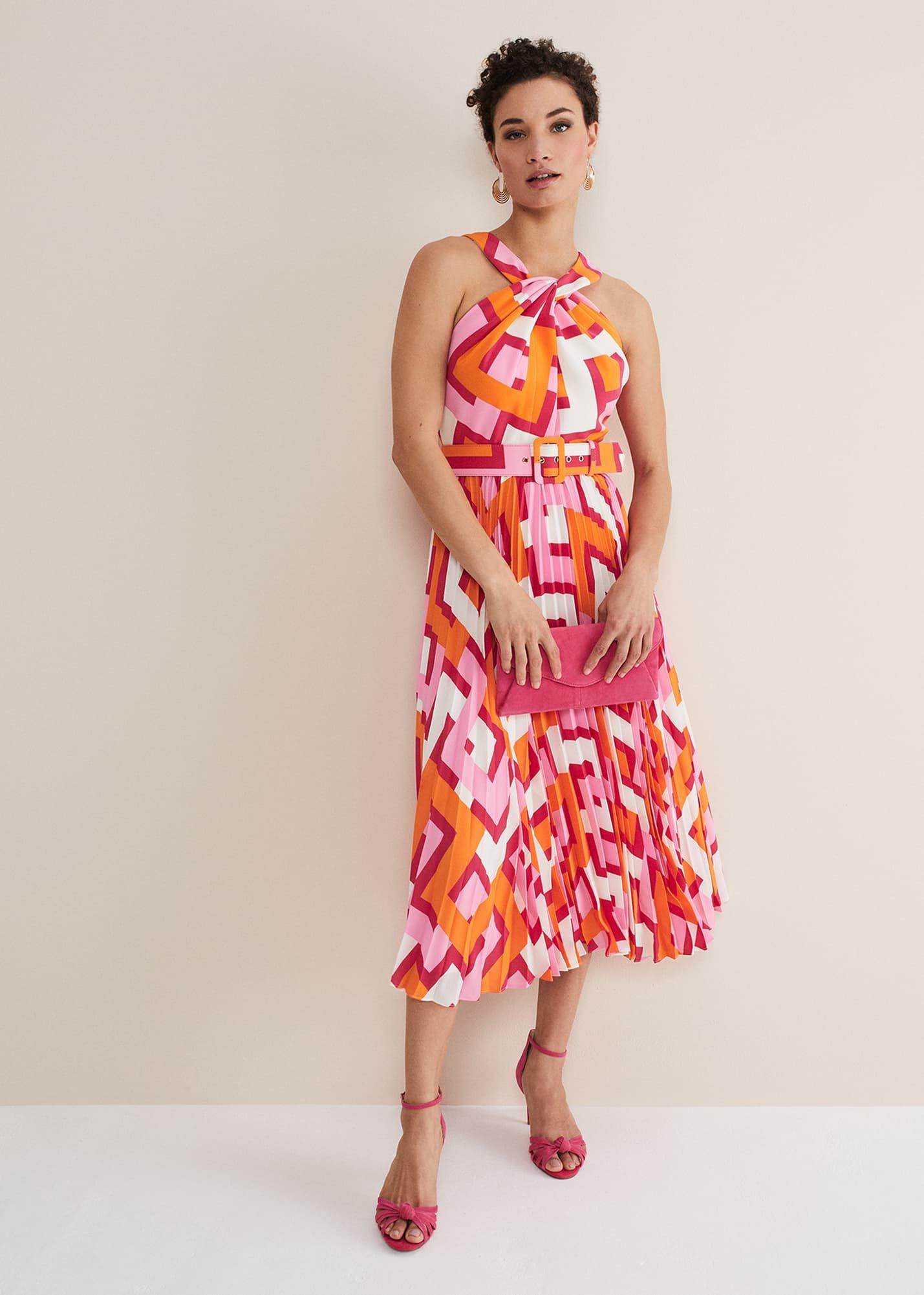 Yas Abstract Halterneck Midi Dress