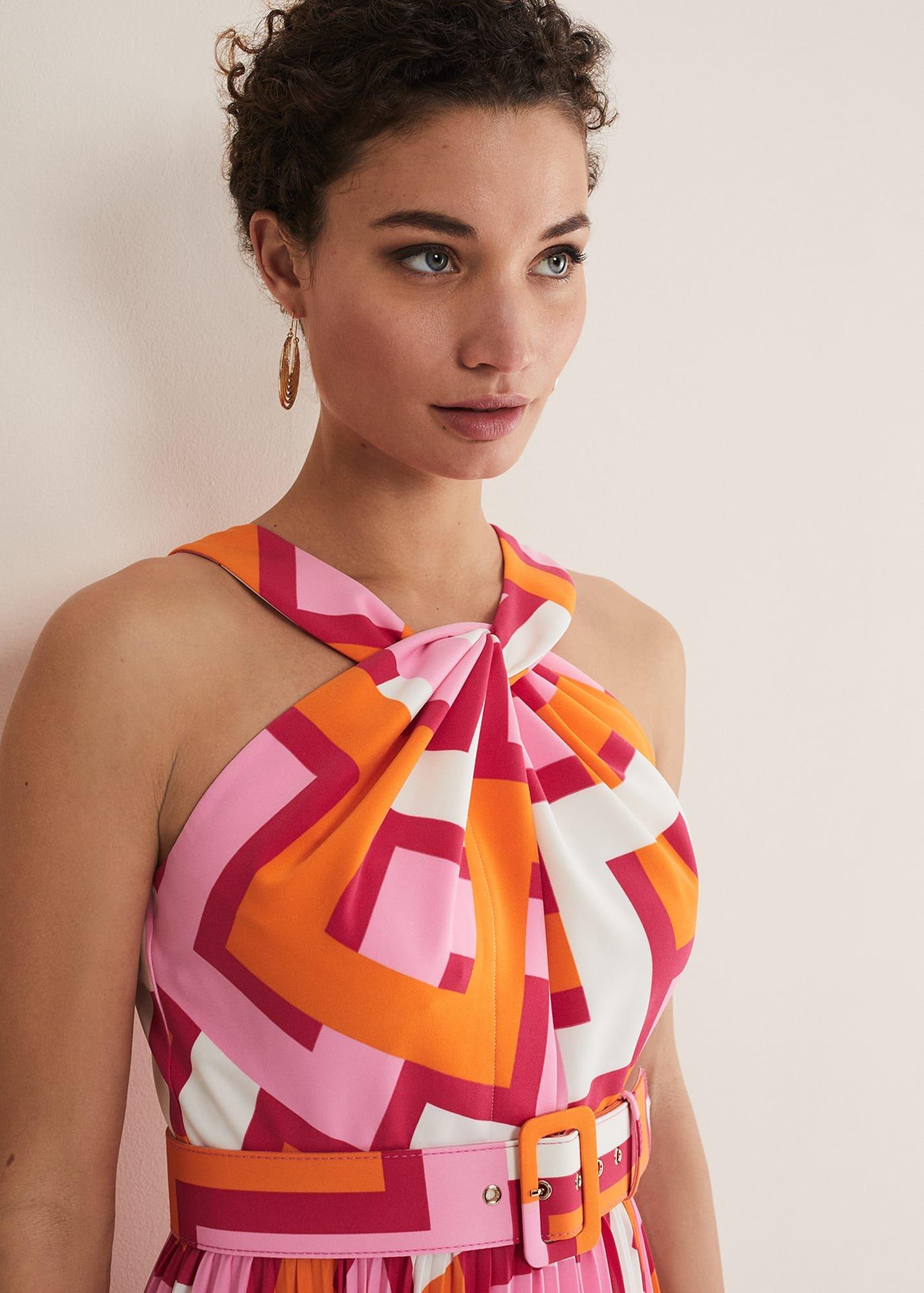 Yas Abstract Halterneck Midi Dress