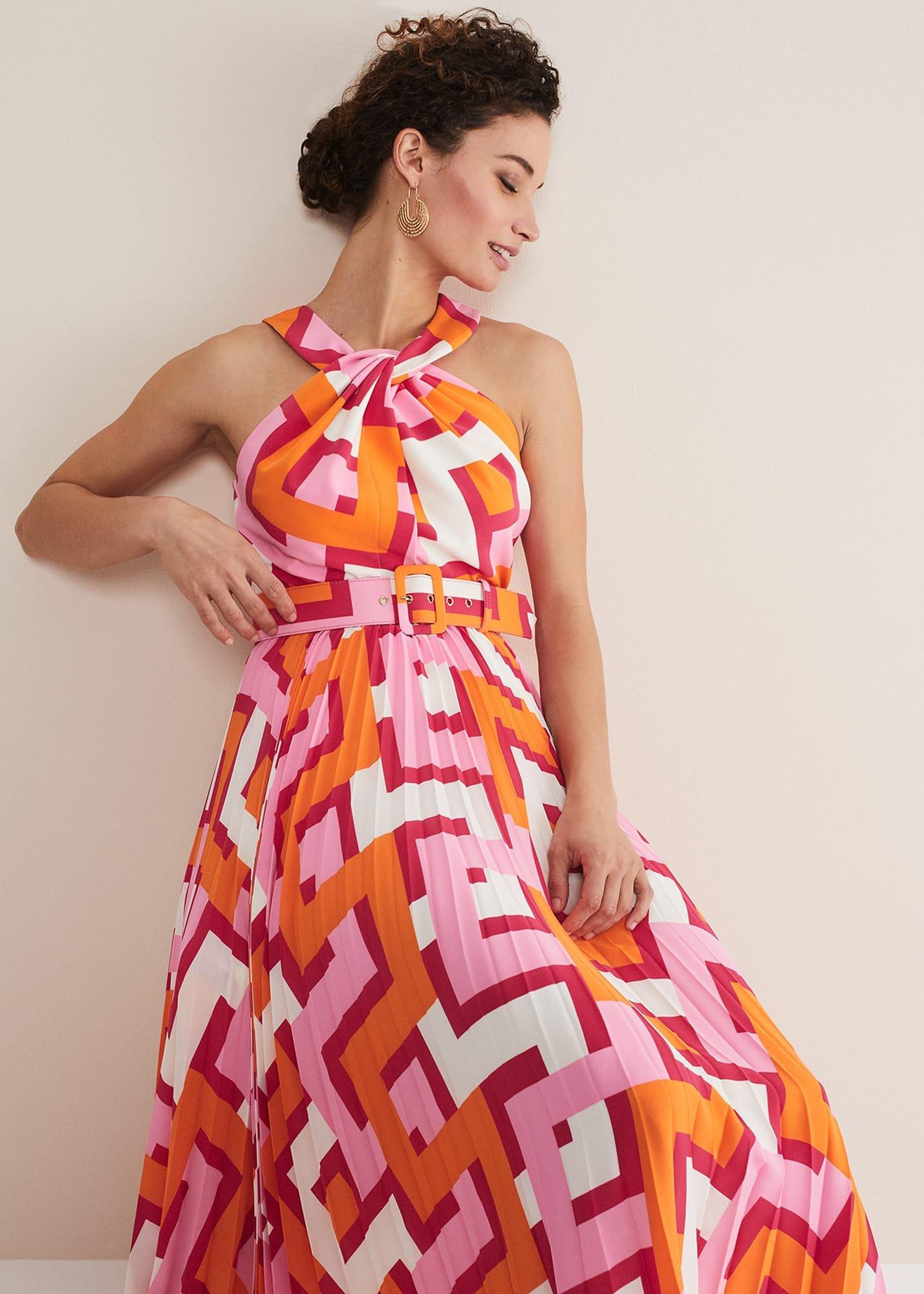 Yas Abstract Halterneck Midi Dress