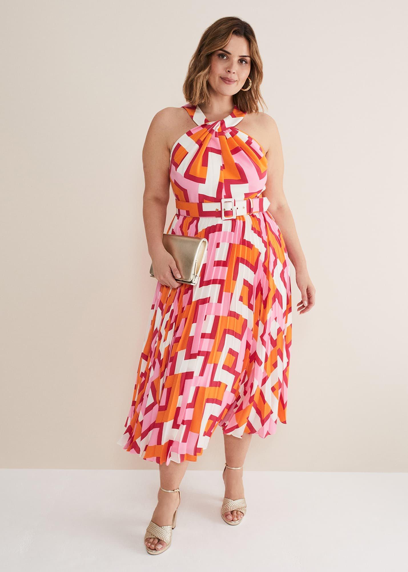Yas Abstract Halterneck Midi Dress