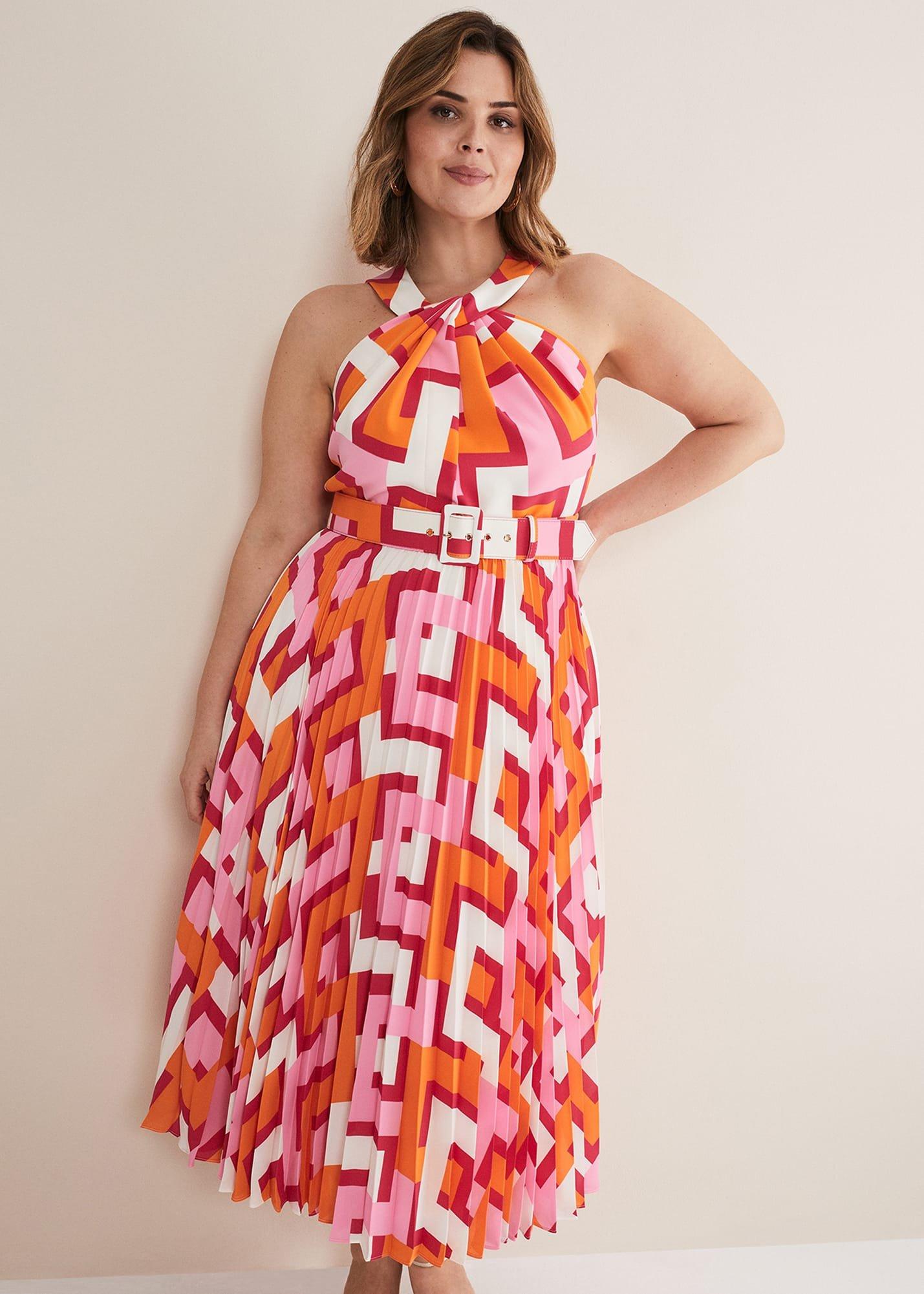 Yas Abstract Halterneck Midi Dress
