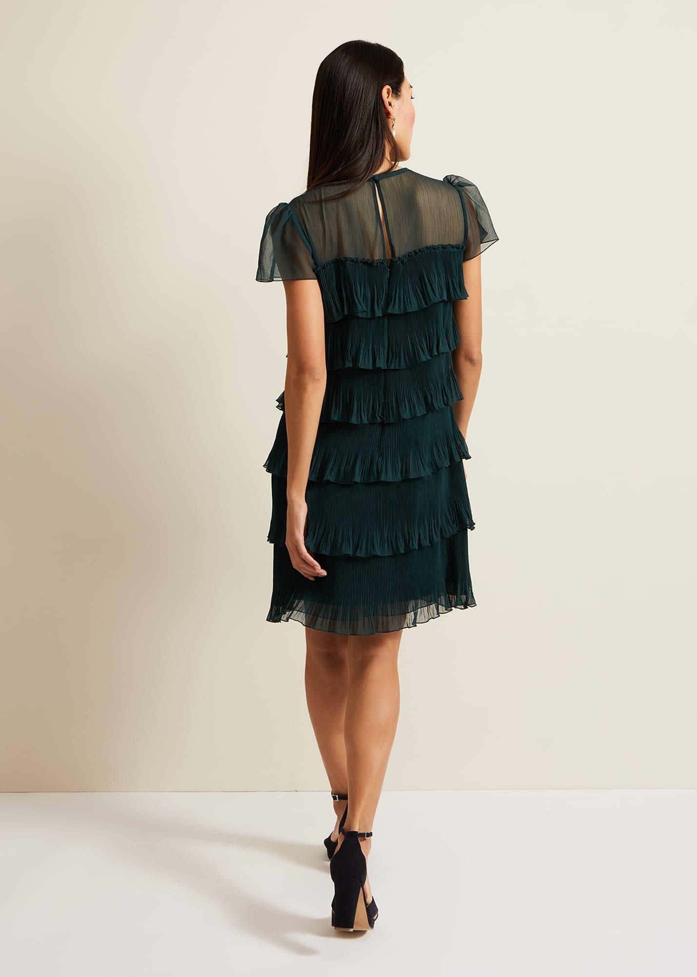 Mimi Dark Green Frill Mini Dress