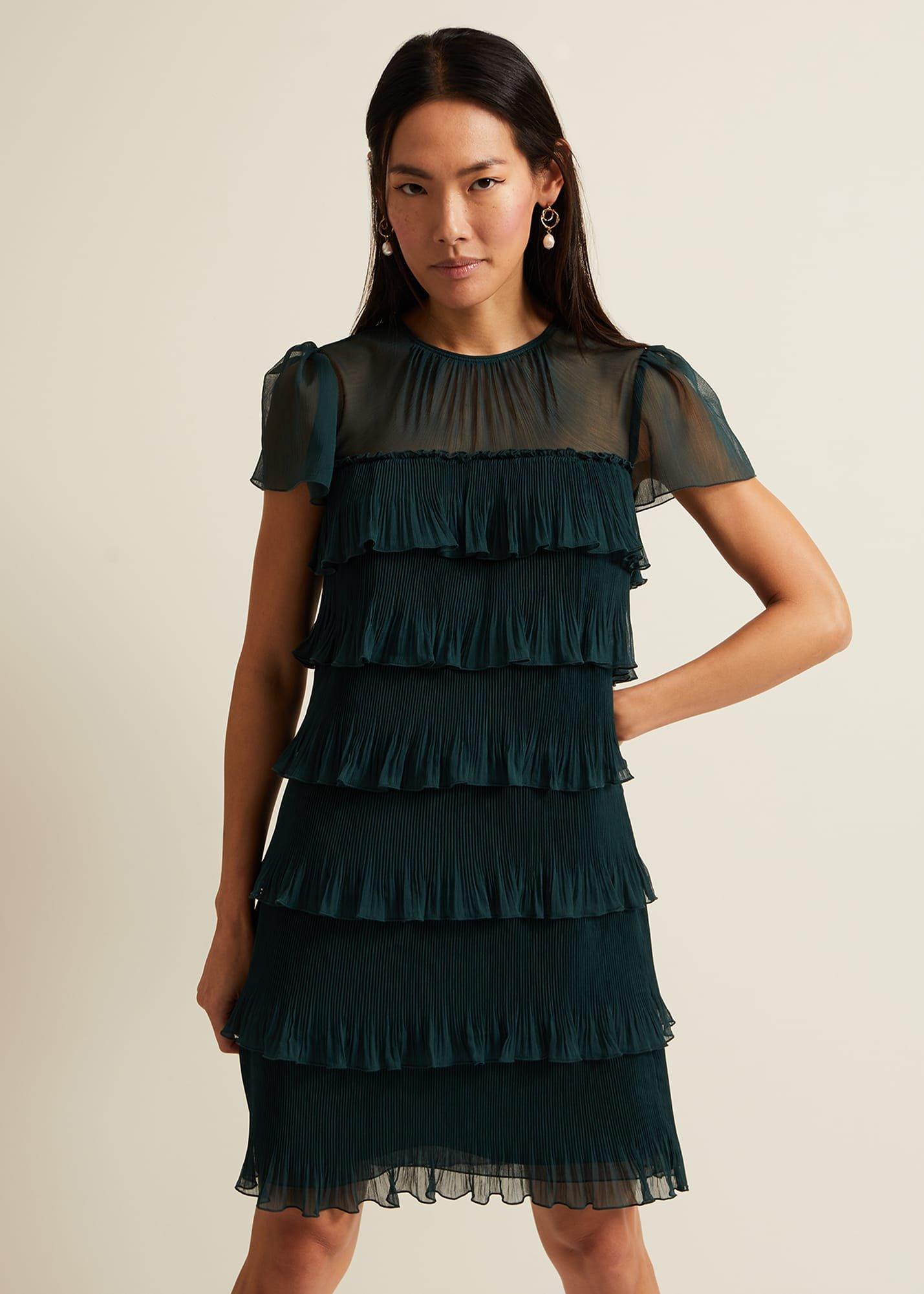 Mimi Dark Green Frill Mini Dress