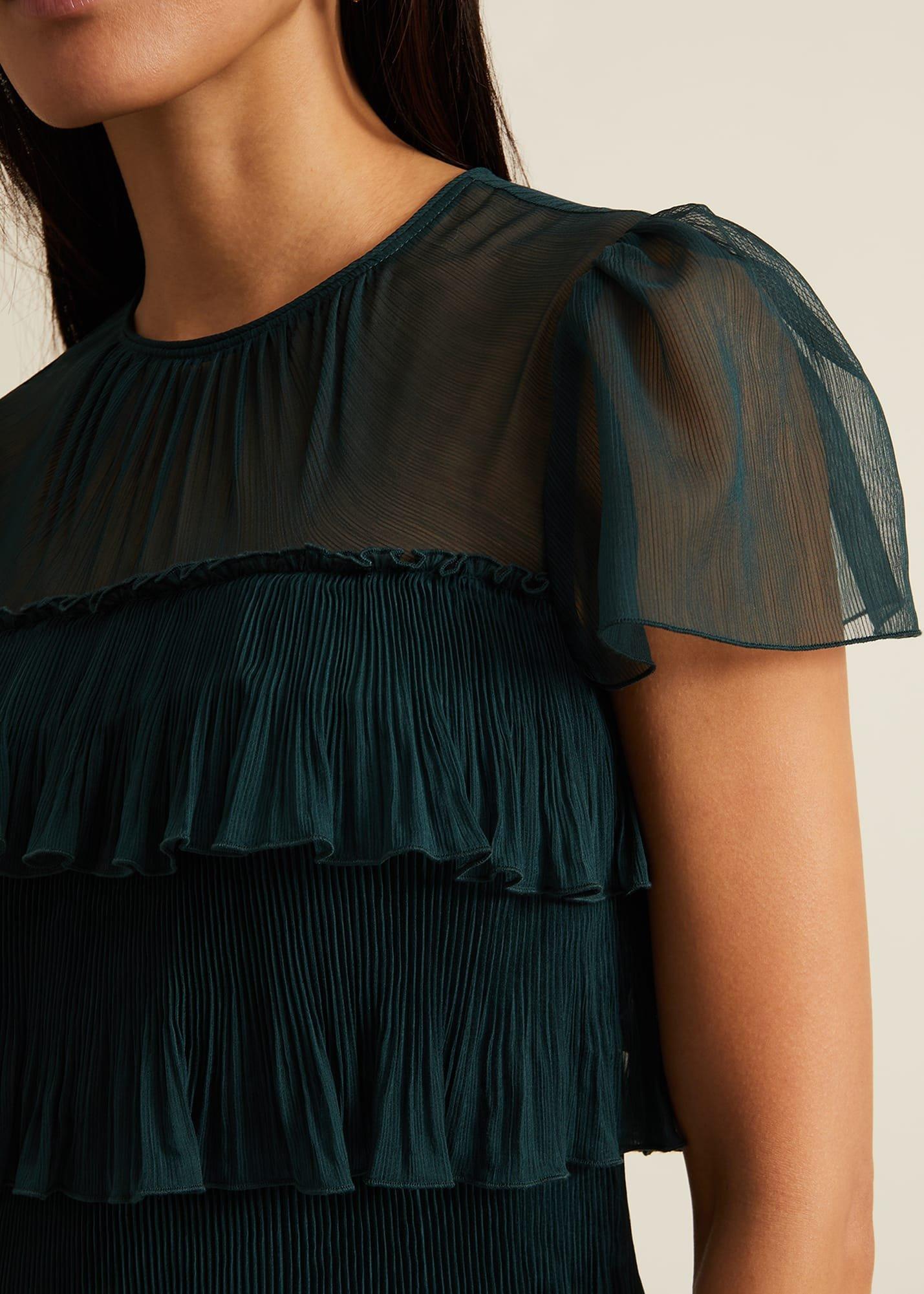 Mimi Dark Green Frill Mini Dress