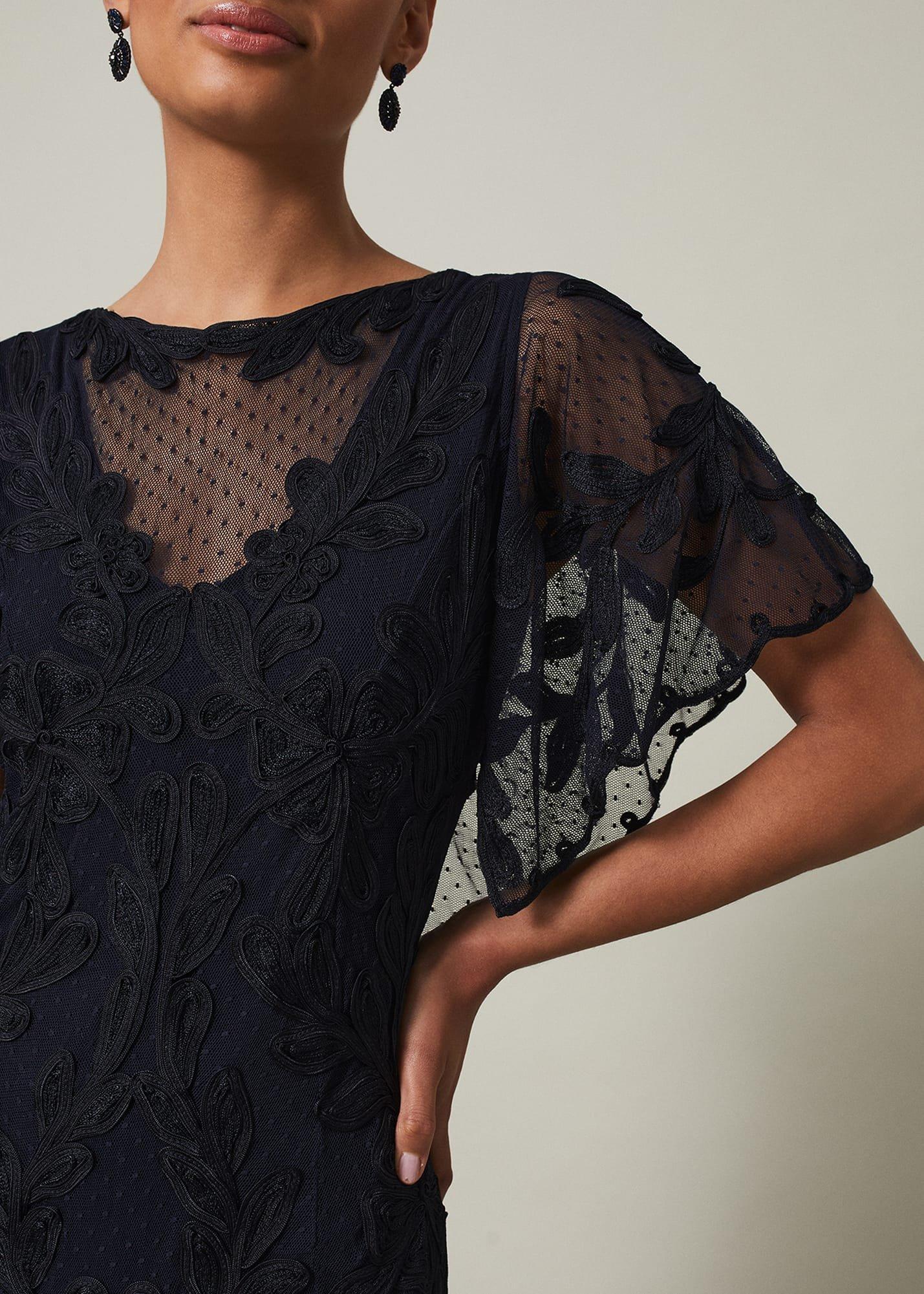 Noelle Navy Tapework Maxi Dress