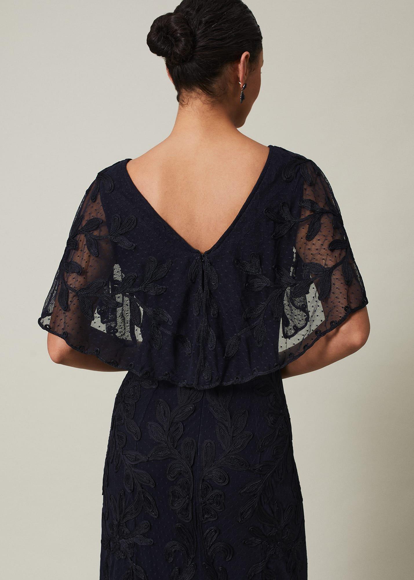 Noelle Navy Tapework Maxi Dress