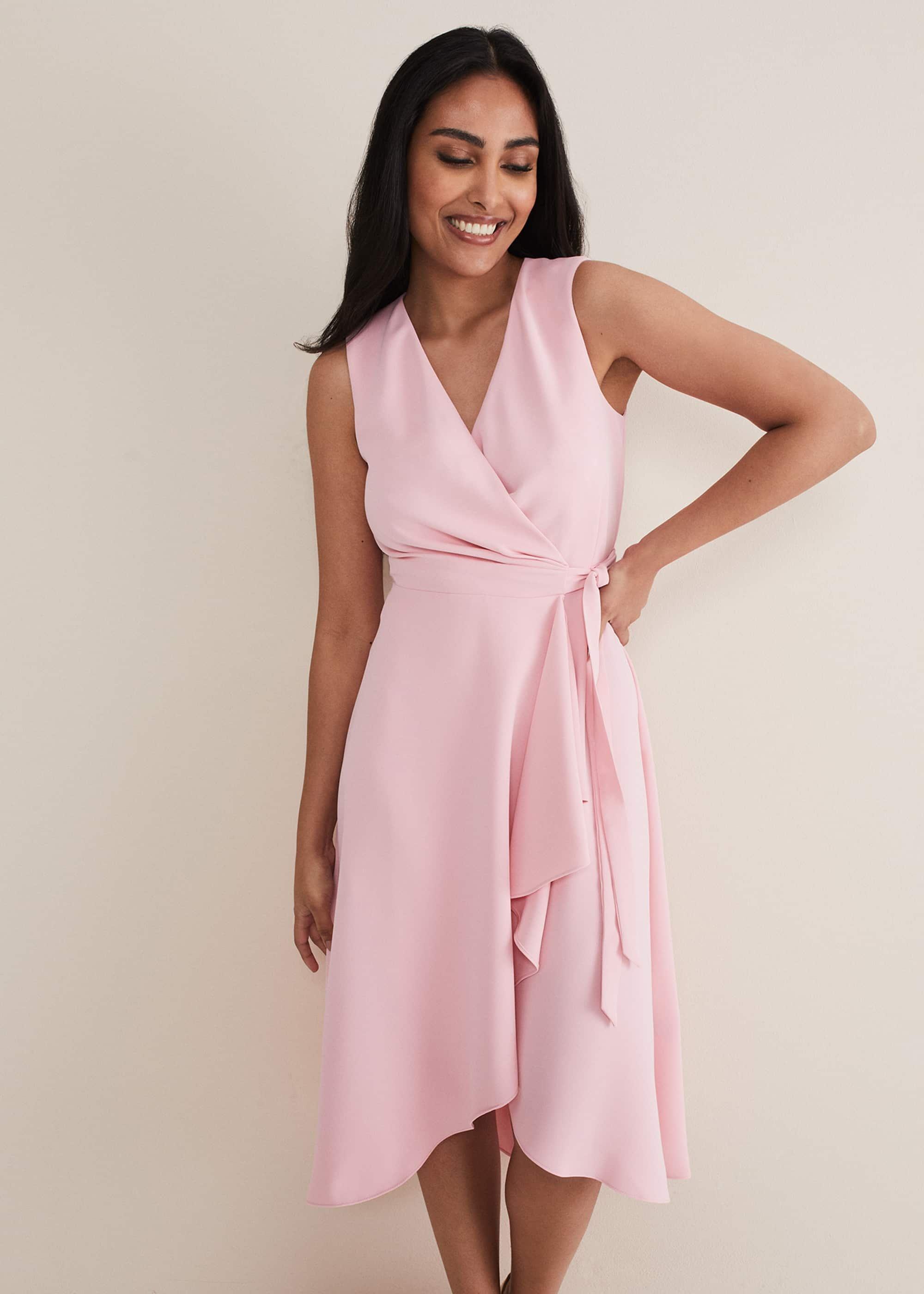 Petite Julissa Sleeveless Ruffle Wrap Midi Dress