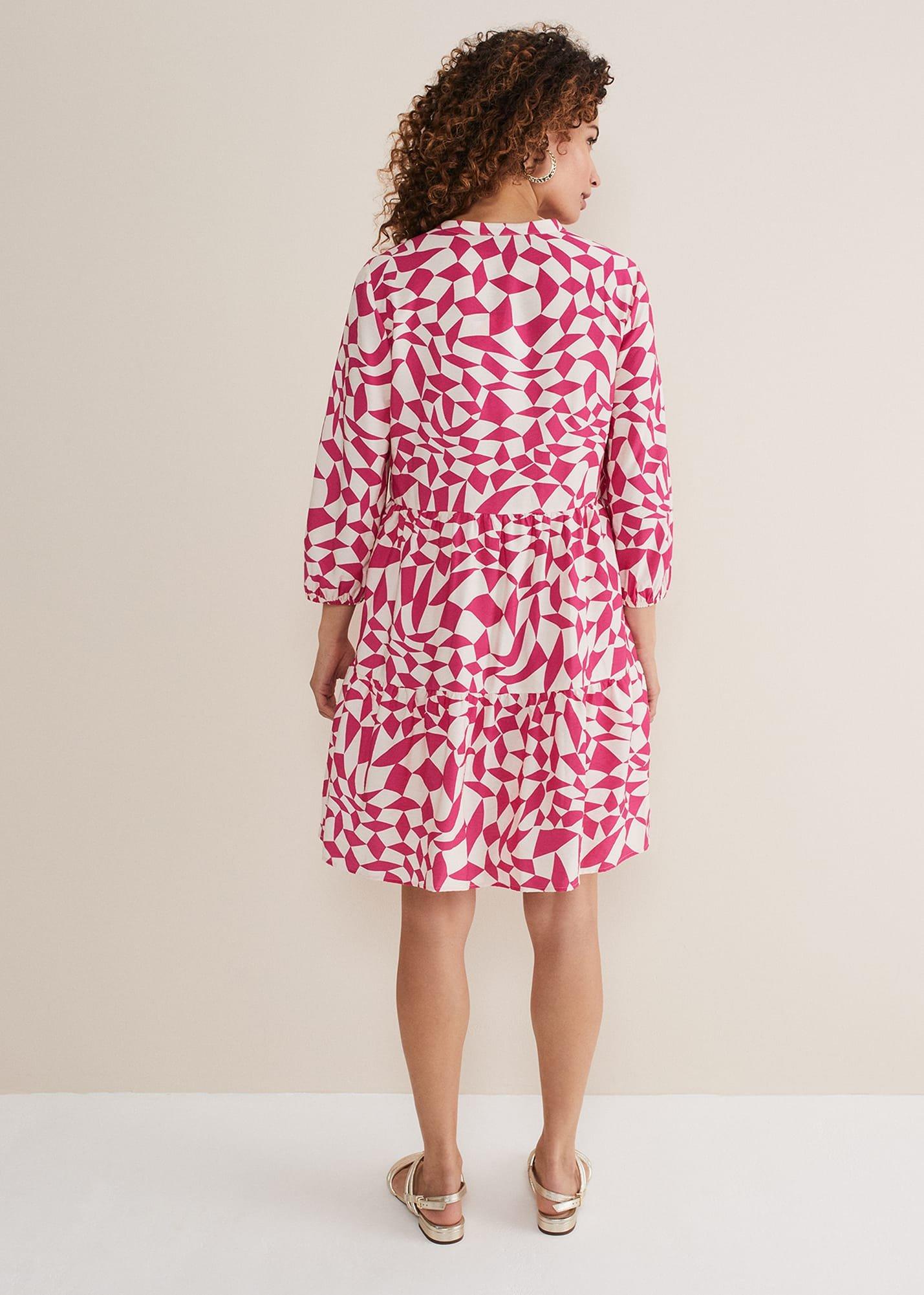 Kesia Pink Geo Swing Mini Dress