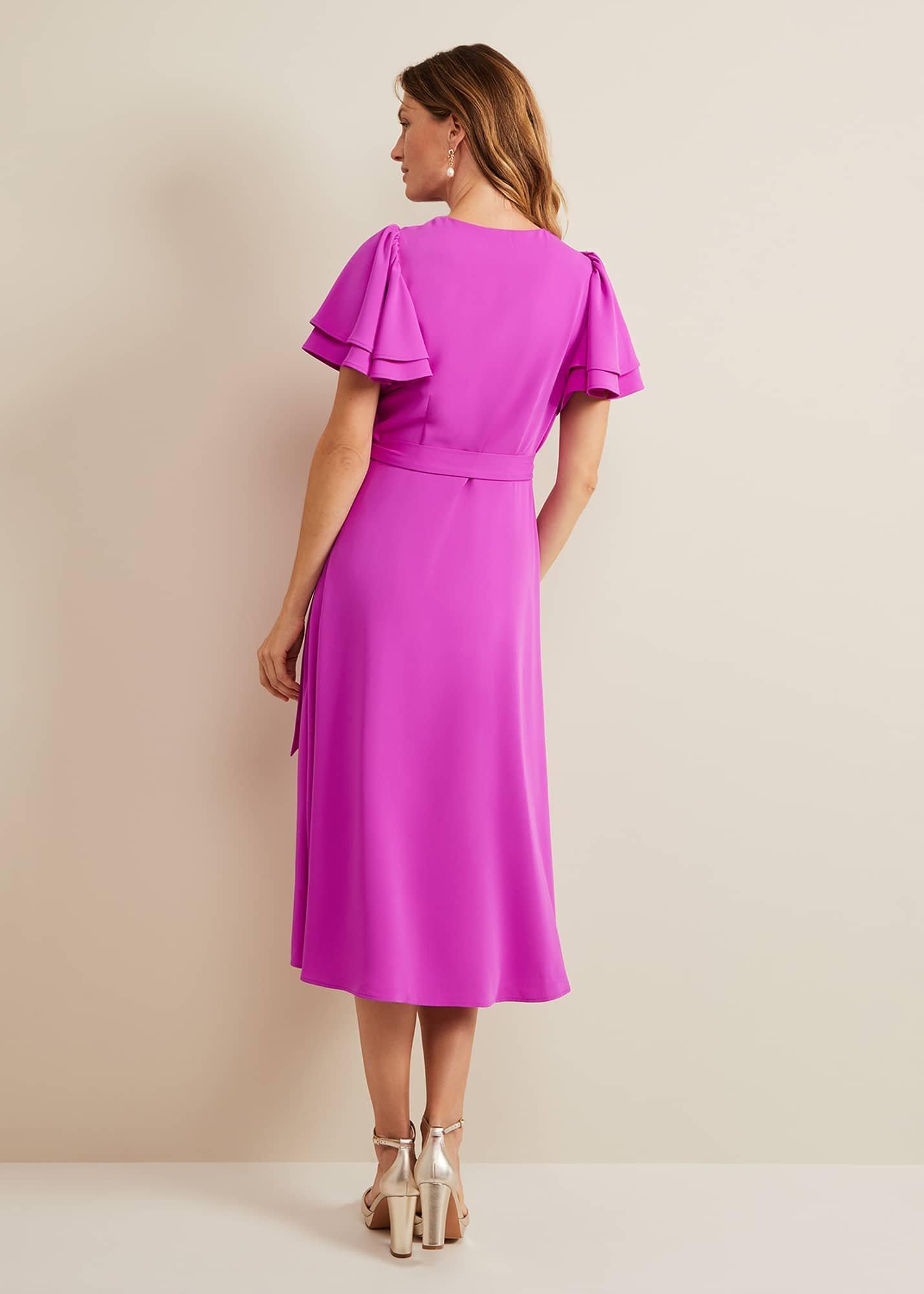 Gian Magenta Wrap Midi Dress