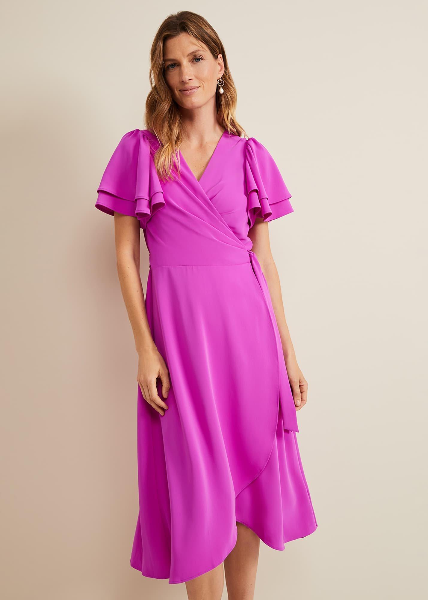 Gian Magenta Wrap Midi Dress
