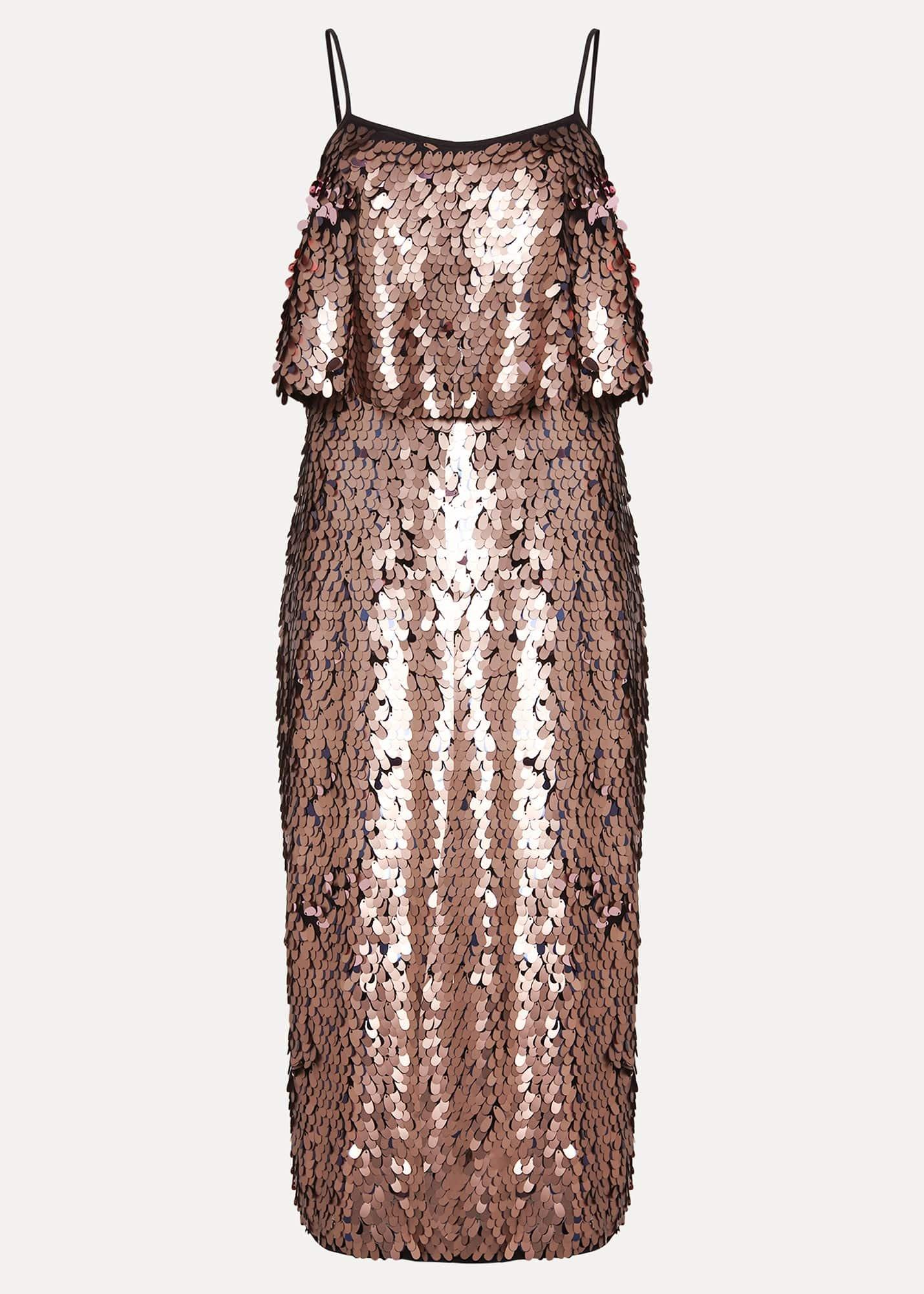 Myka Bronze Sequin Tiered Dress