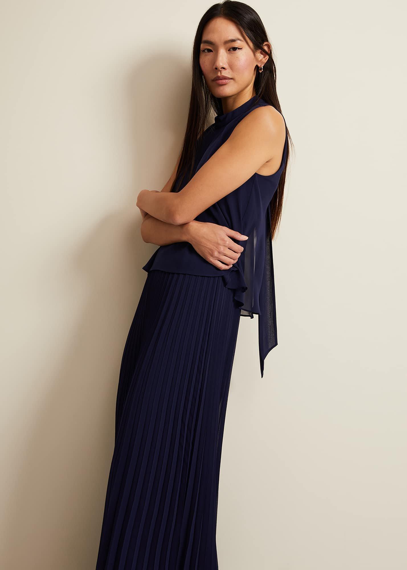 Eden Navy Pleated Jumpsuit