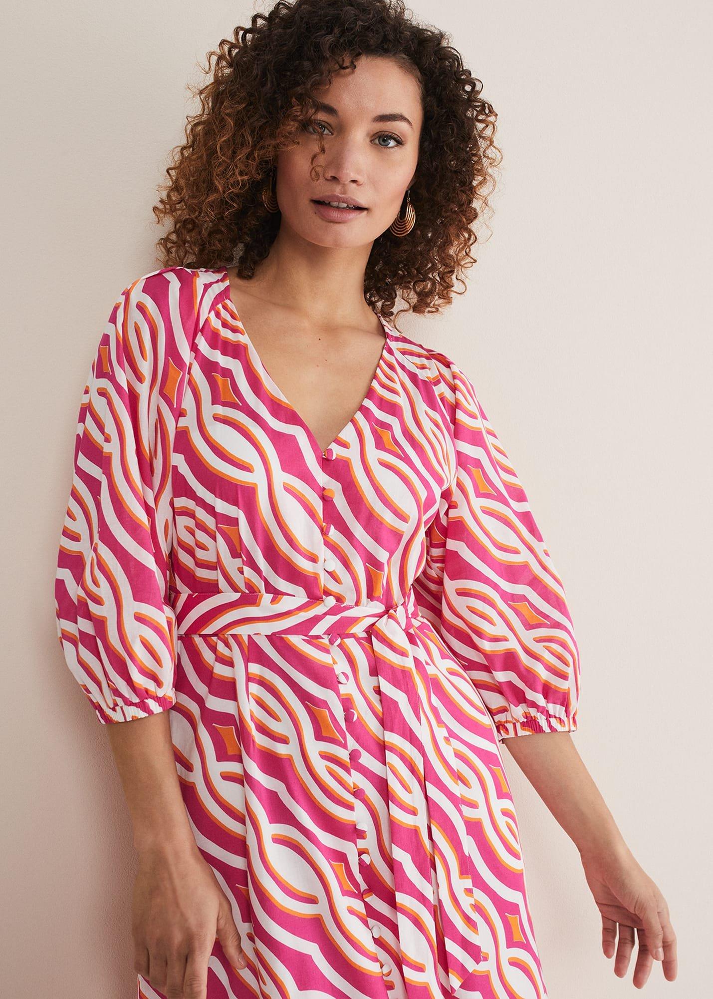 Georgie Cotton Geo Midi Dress