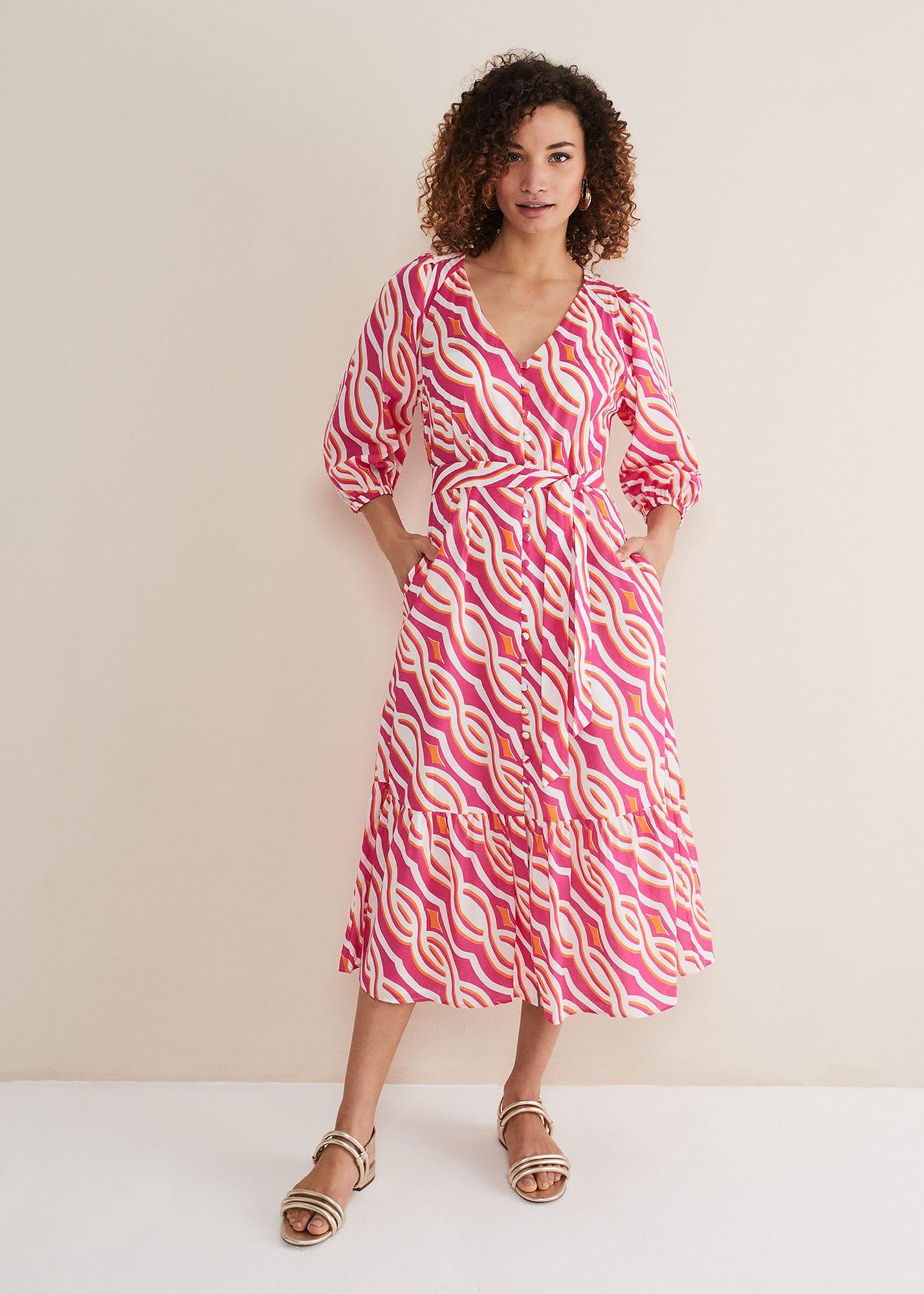 Georgie Cotton Geo Midi Dress
