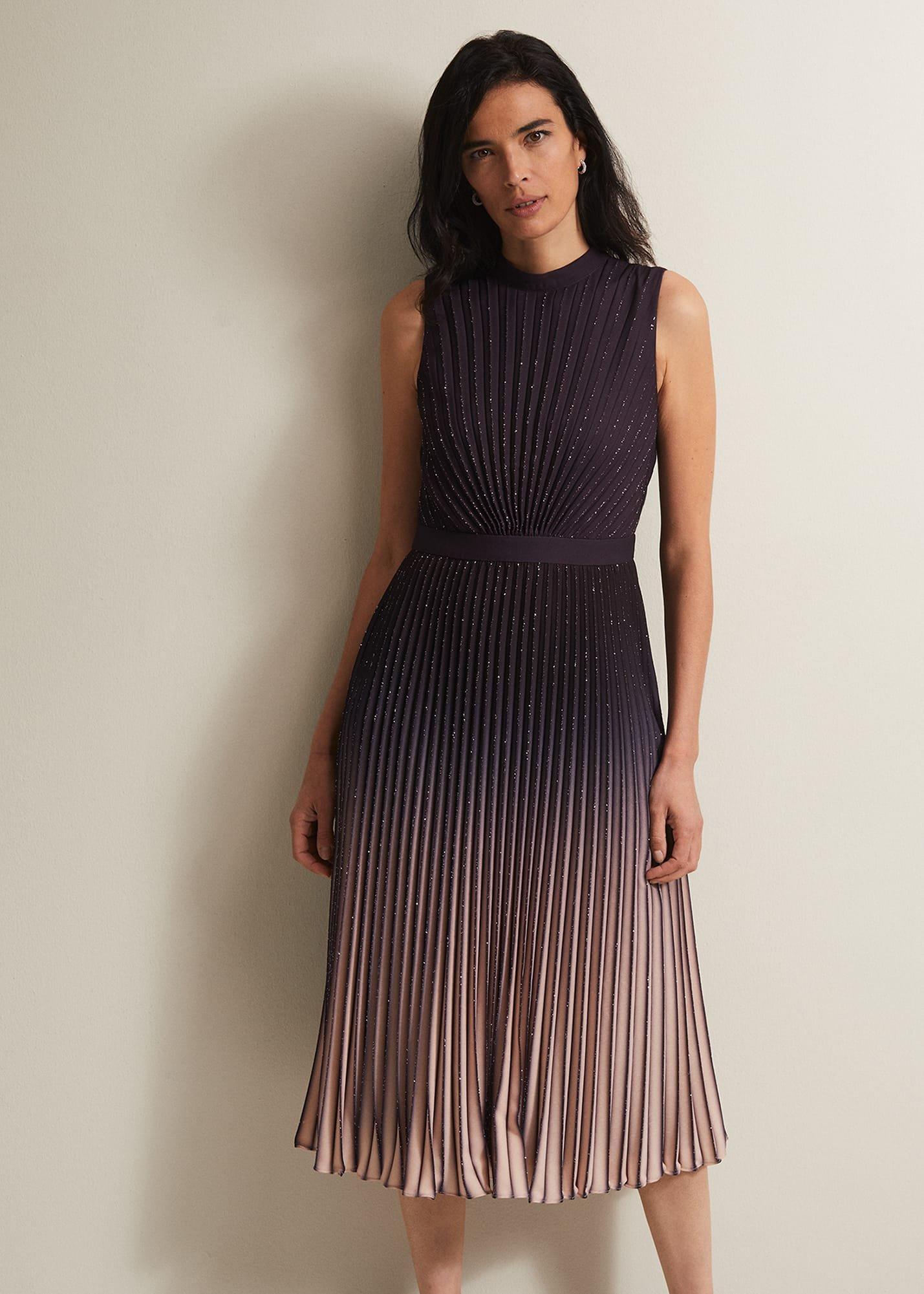 Estella Dark Purple Ombre Midaxi Dress