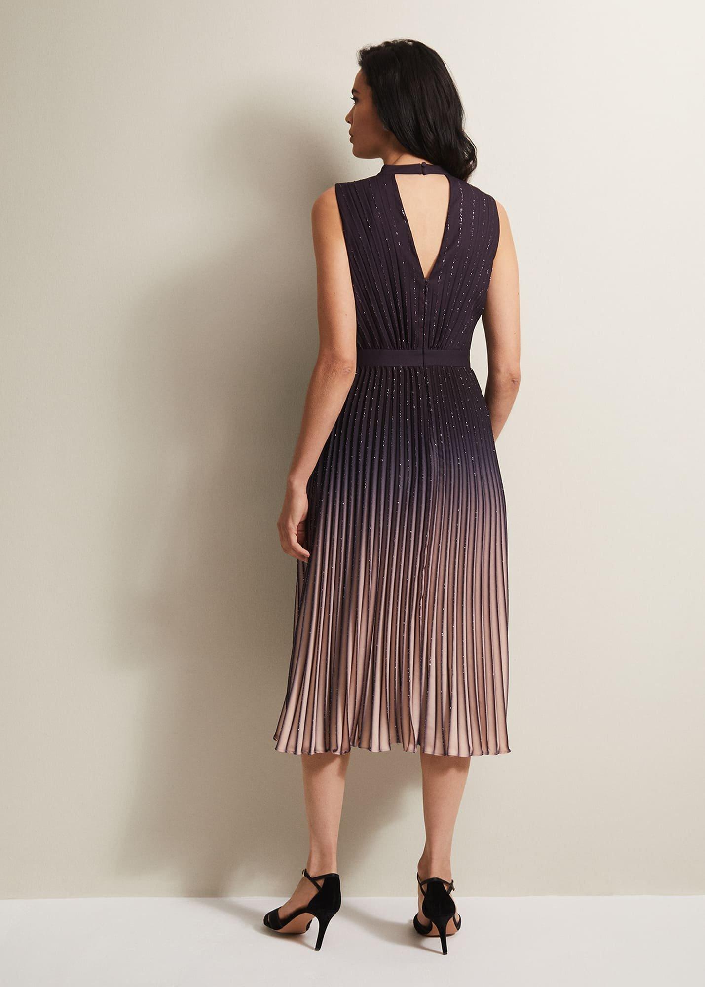 Estella Dark Purple Ombre Midaxi Dress