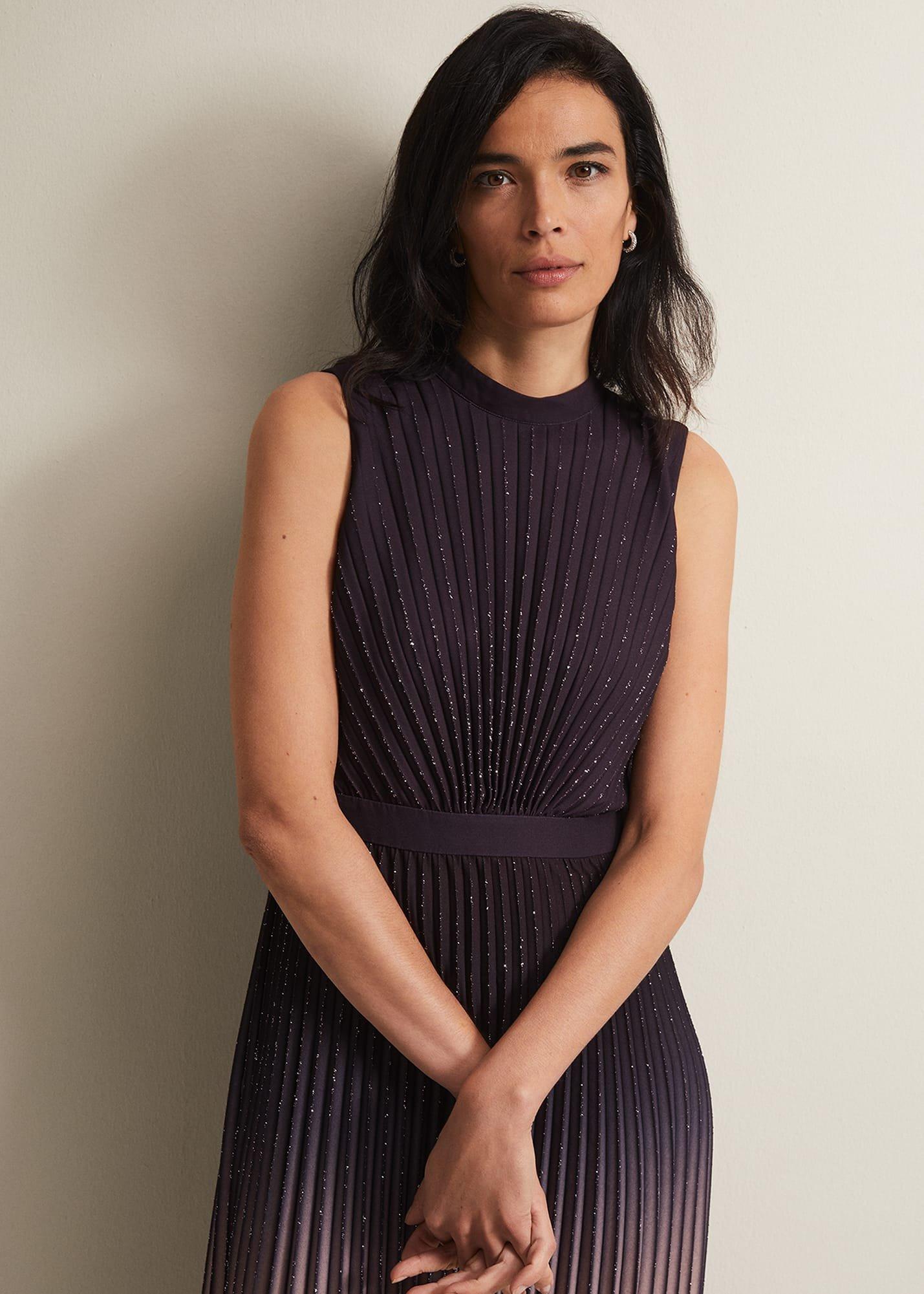 Estella Dark Purple Ombre Midaxi Dress