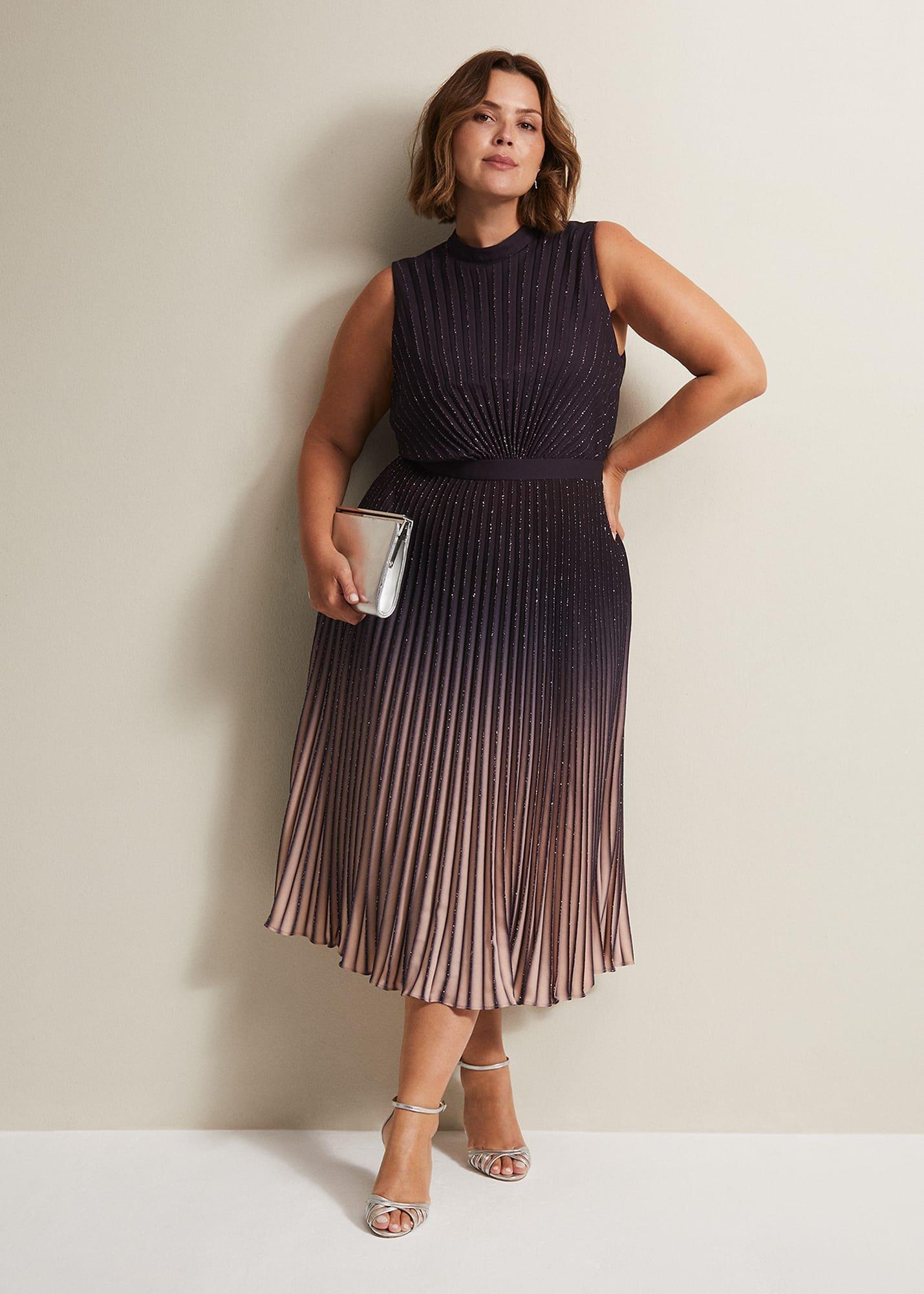 Estella Dark Purple Ombre Midaxi Dress