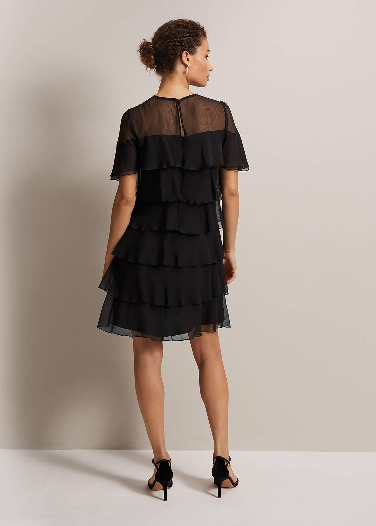 Nika Black Tiered Shift Dress