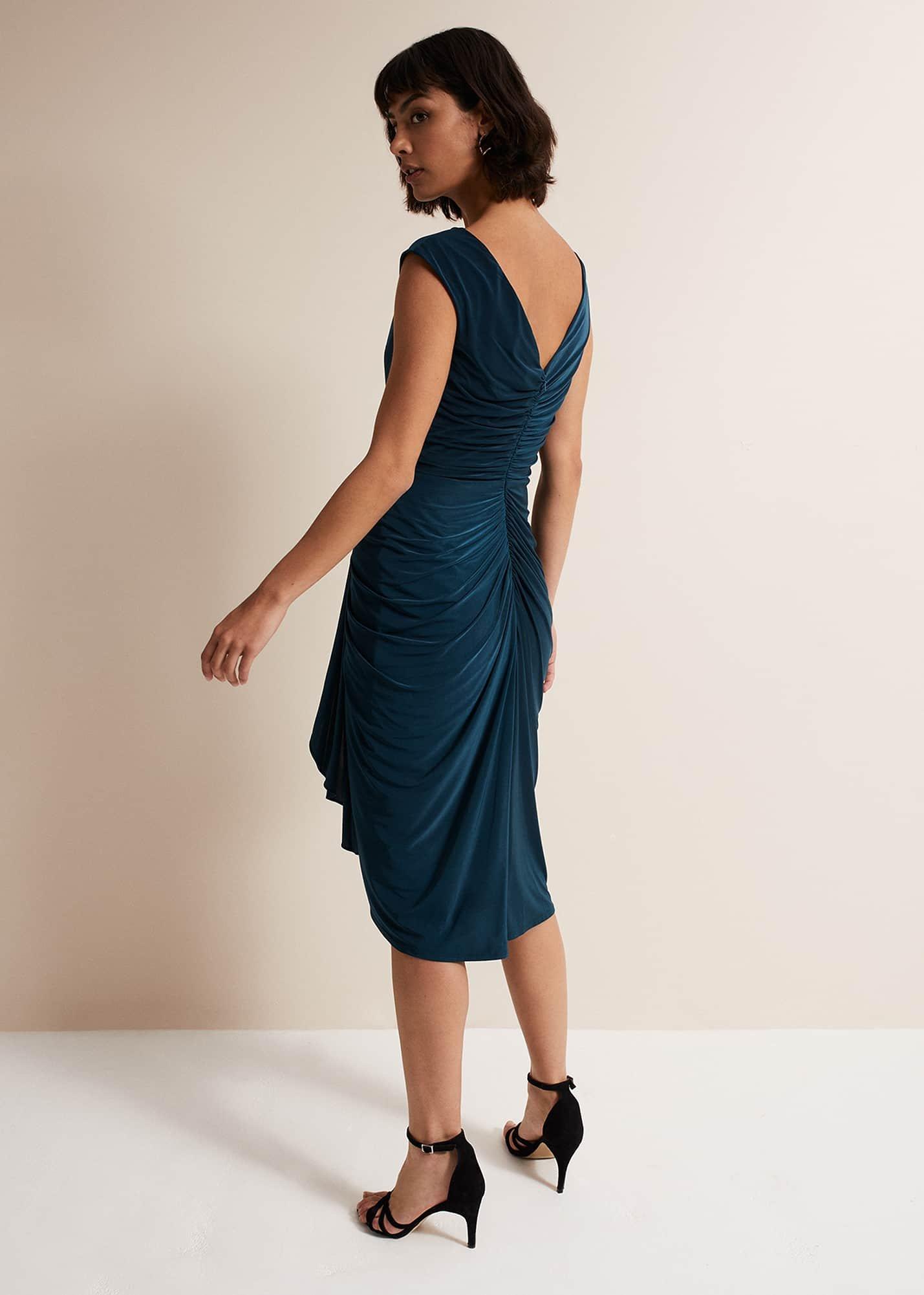 Donna Teal Bodycon Midi Dress