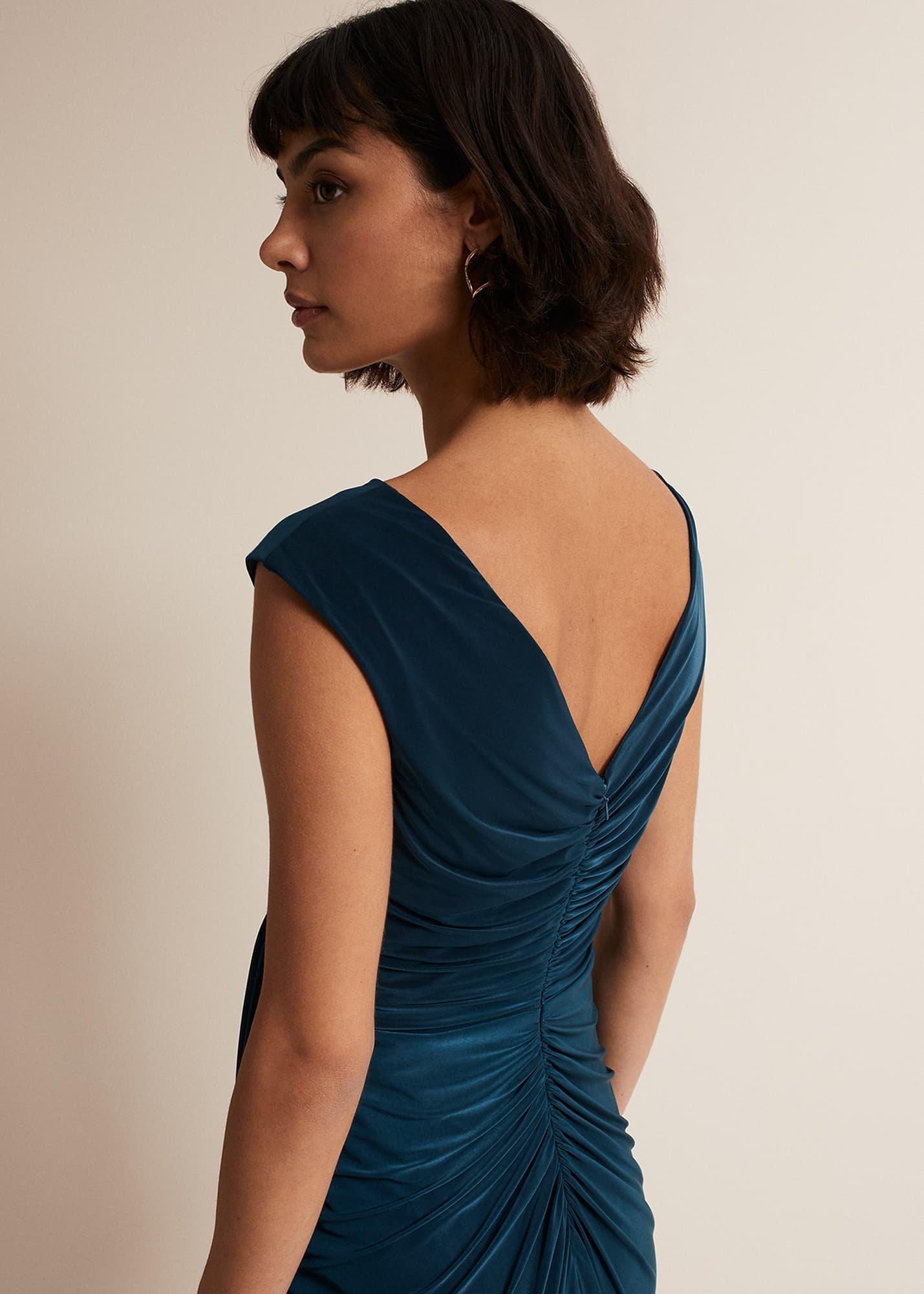 Donna Teal Bodycon Midi Dress
