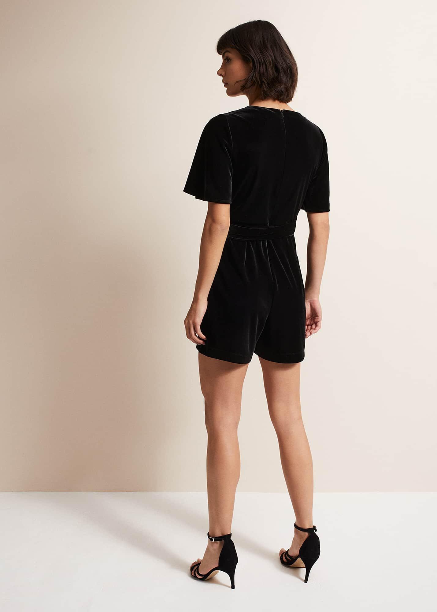 Holly Black Velvet Playsuit