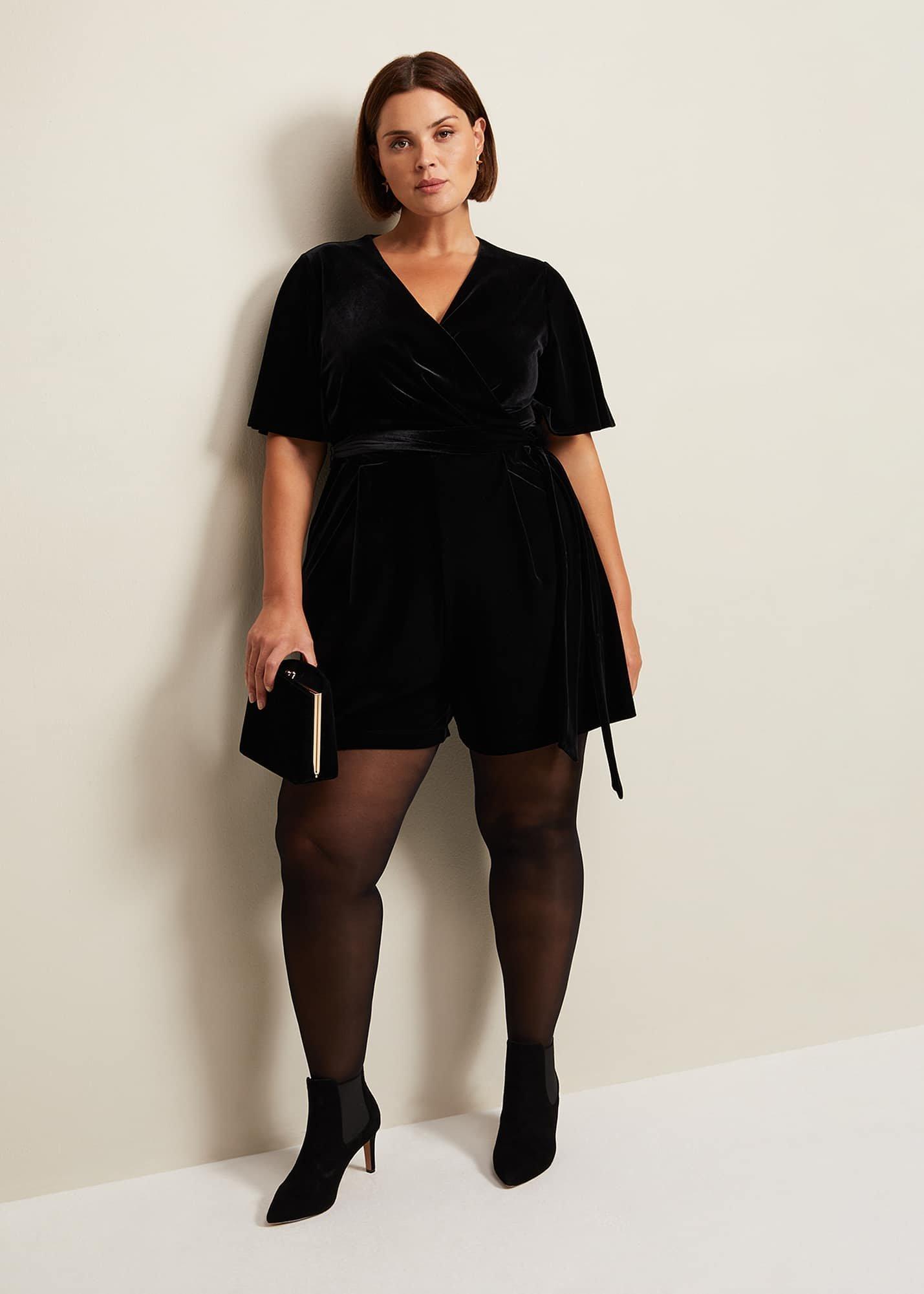 Holly Black Velvet Playsuit