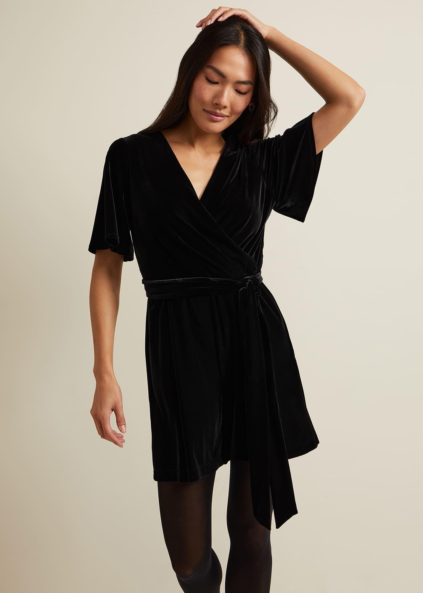 Holly Black Velvet Playsuit