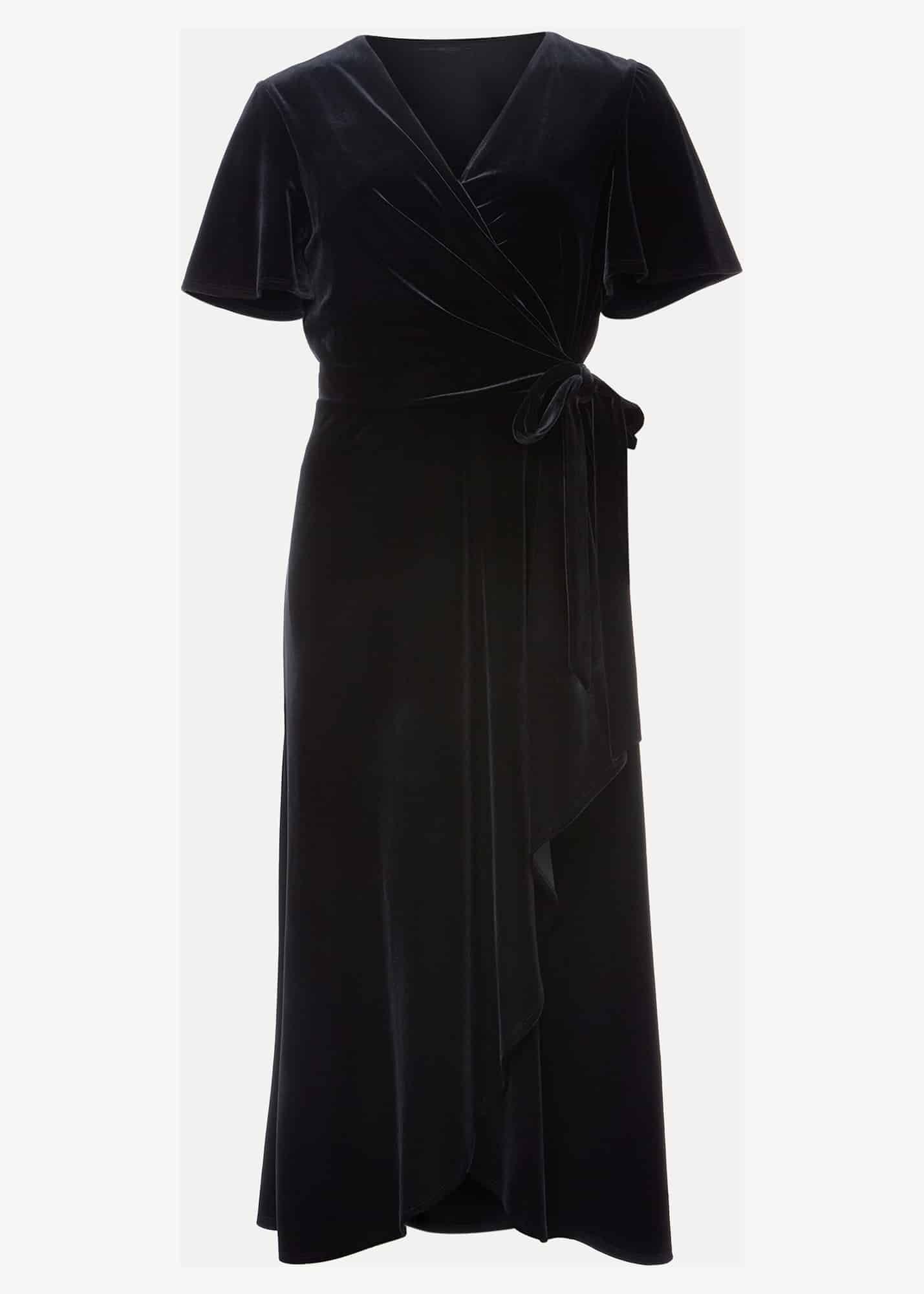 Julissa Velvet Ruffle Wrap Midi Dress