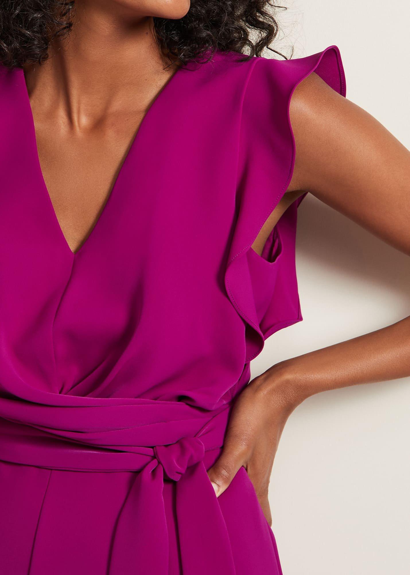 Ayla Magenta Ruffle Wrap Jumpsuit