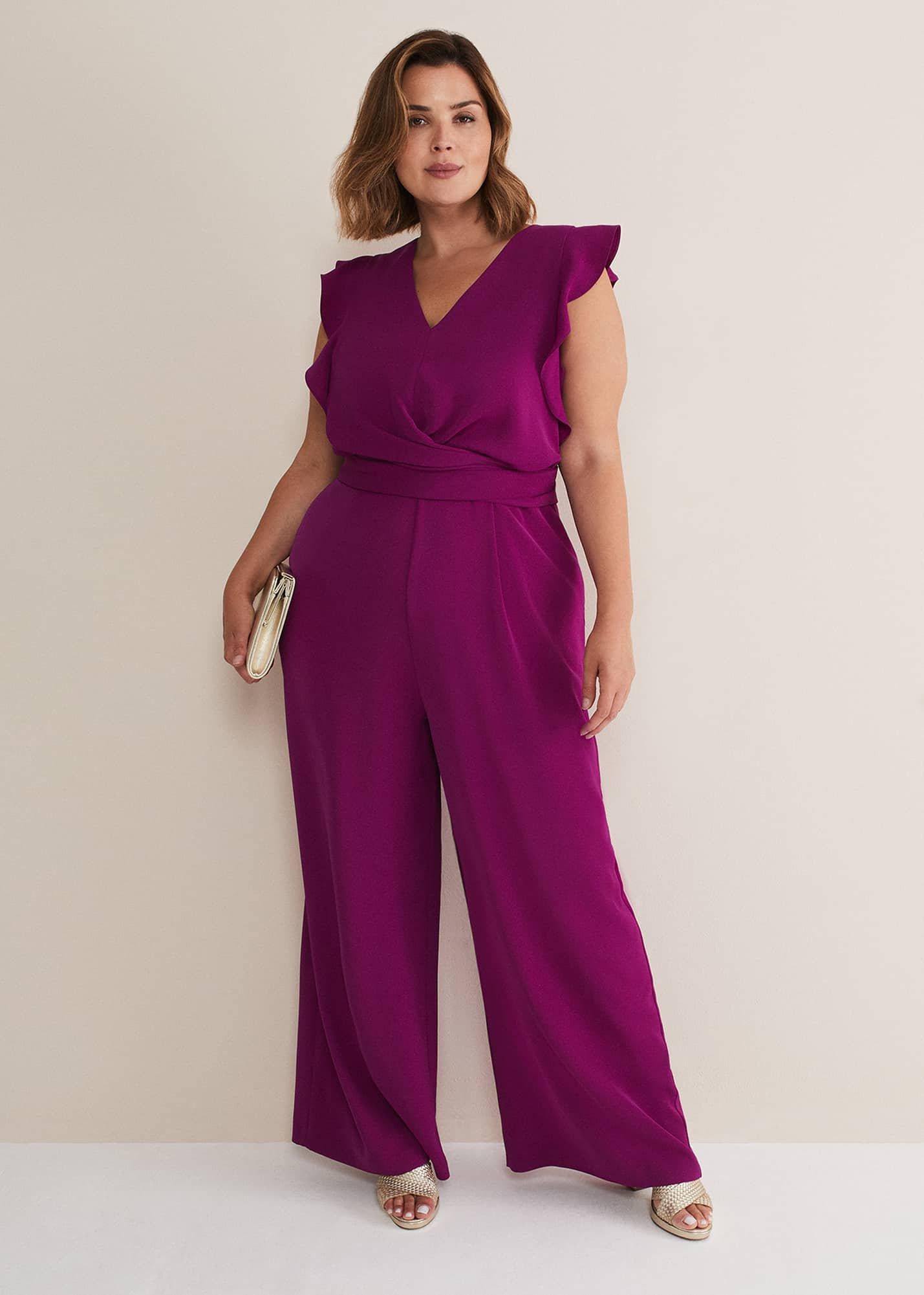 Ayla Magenta Ruffle Wrap Jumpsuit