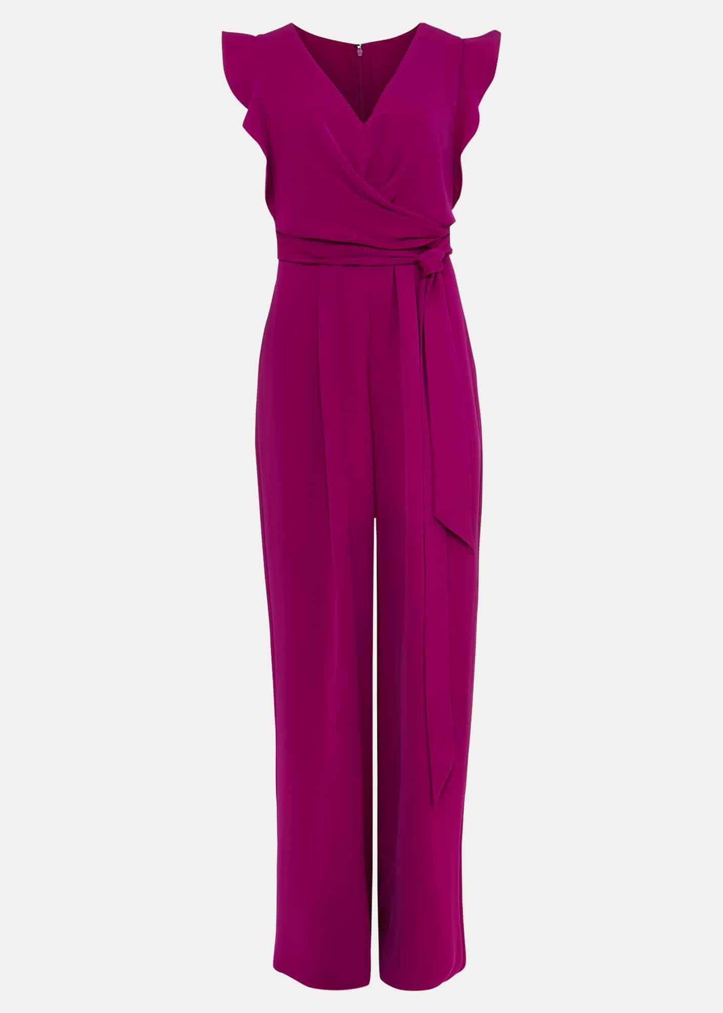 Ayla Magenta Ruffle Wrap Jumpsuit