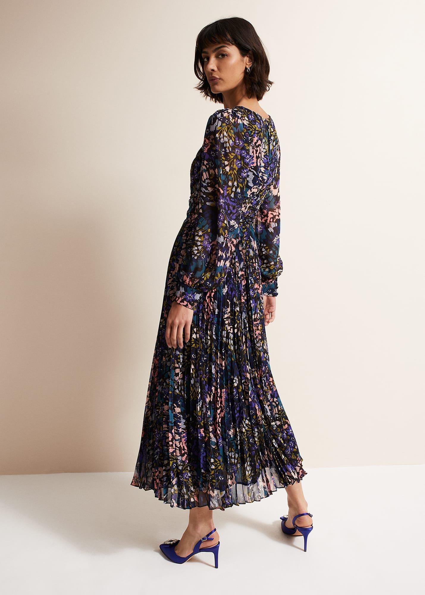Kindra Floral Pleated Midi Dress