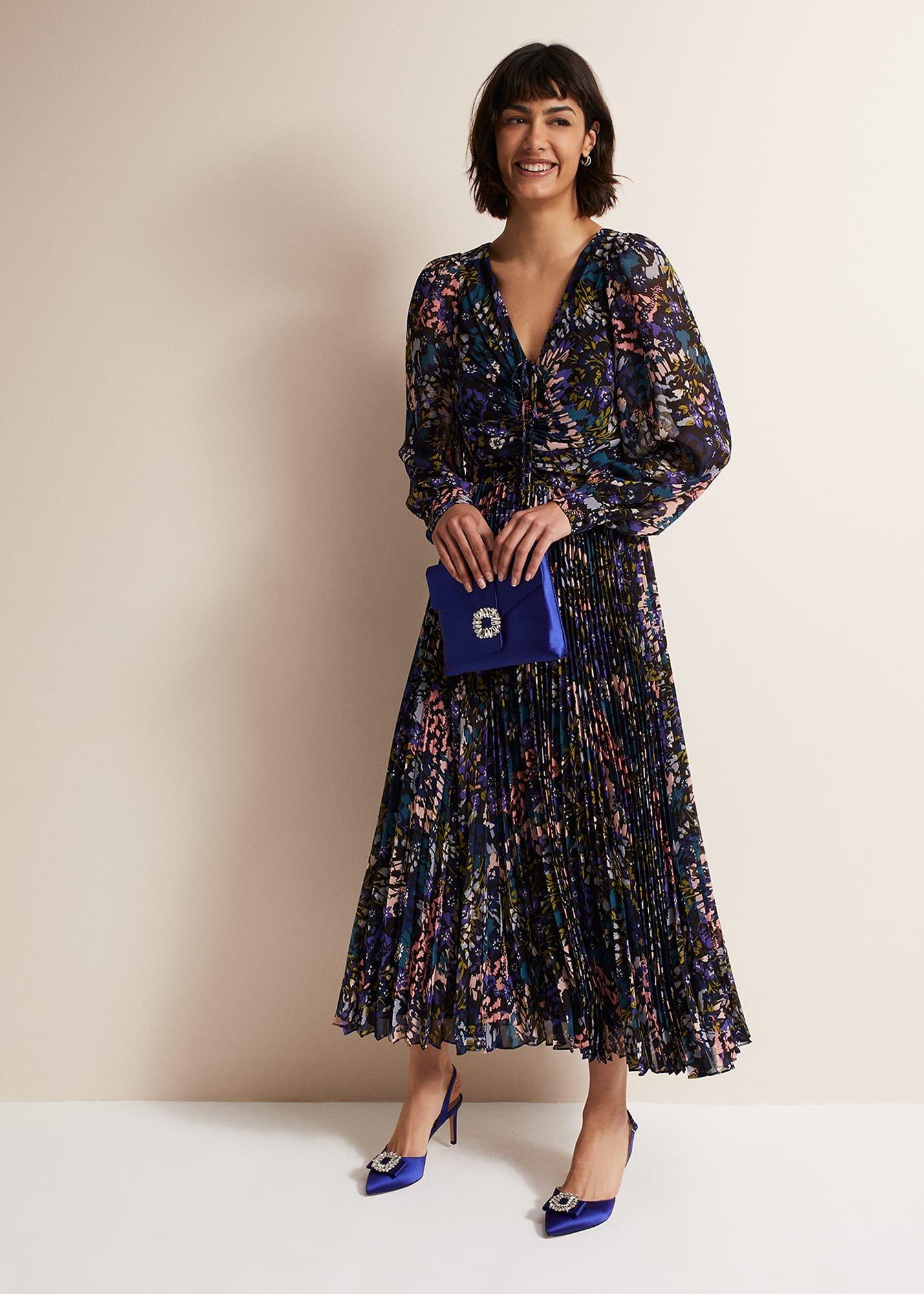 Kindra Floral Pleated Midi Dress