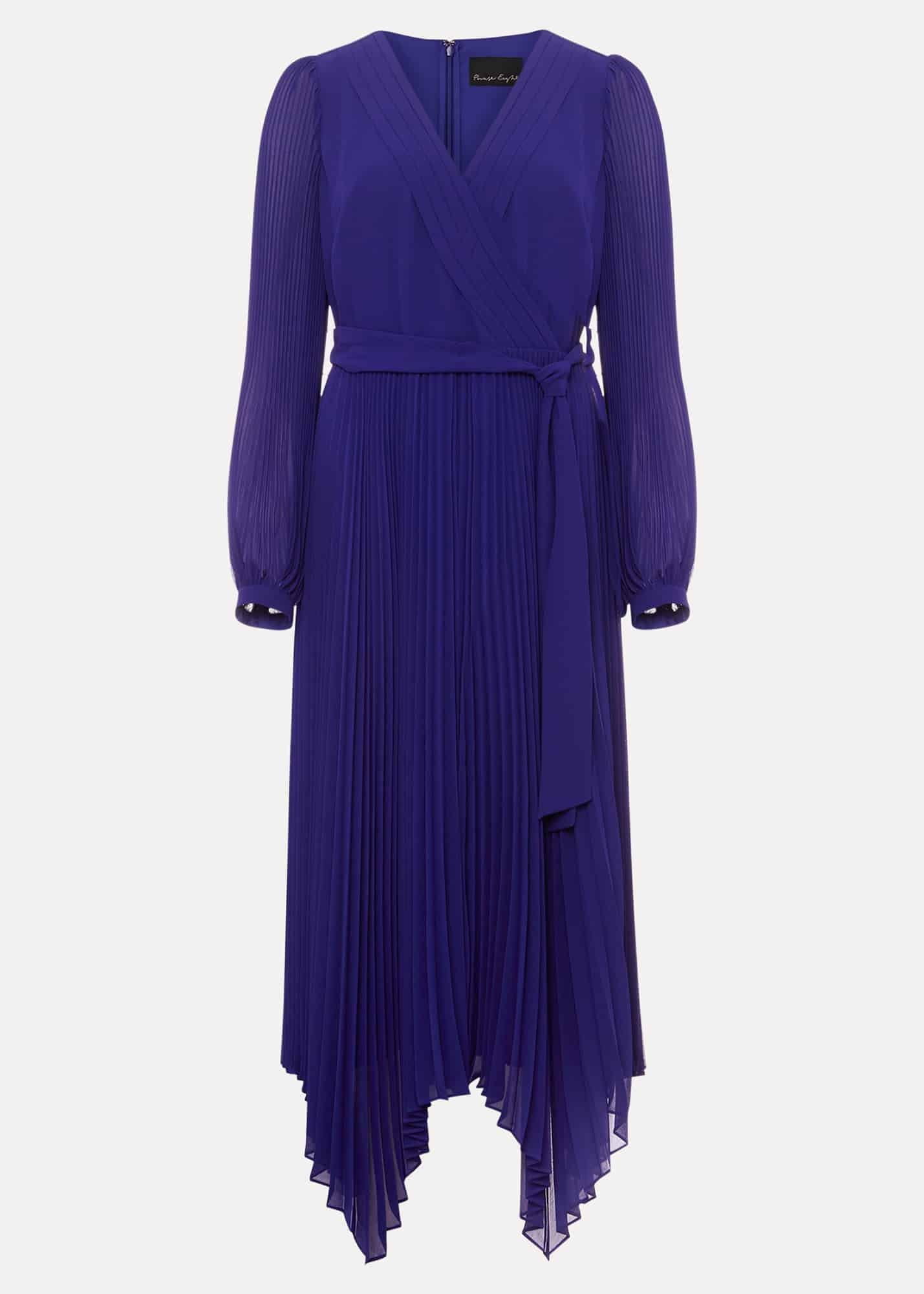 Petra Blue Pleated Midi Dress