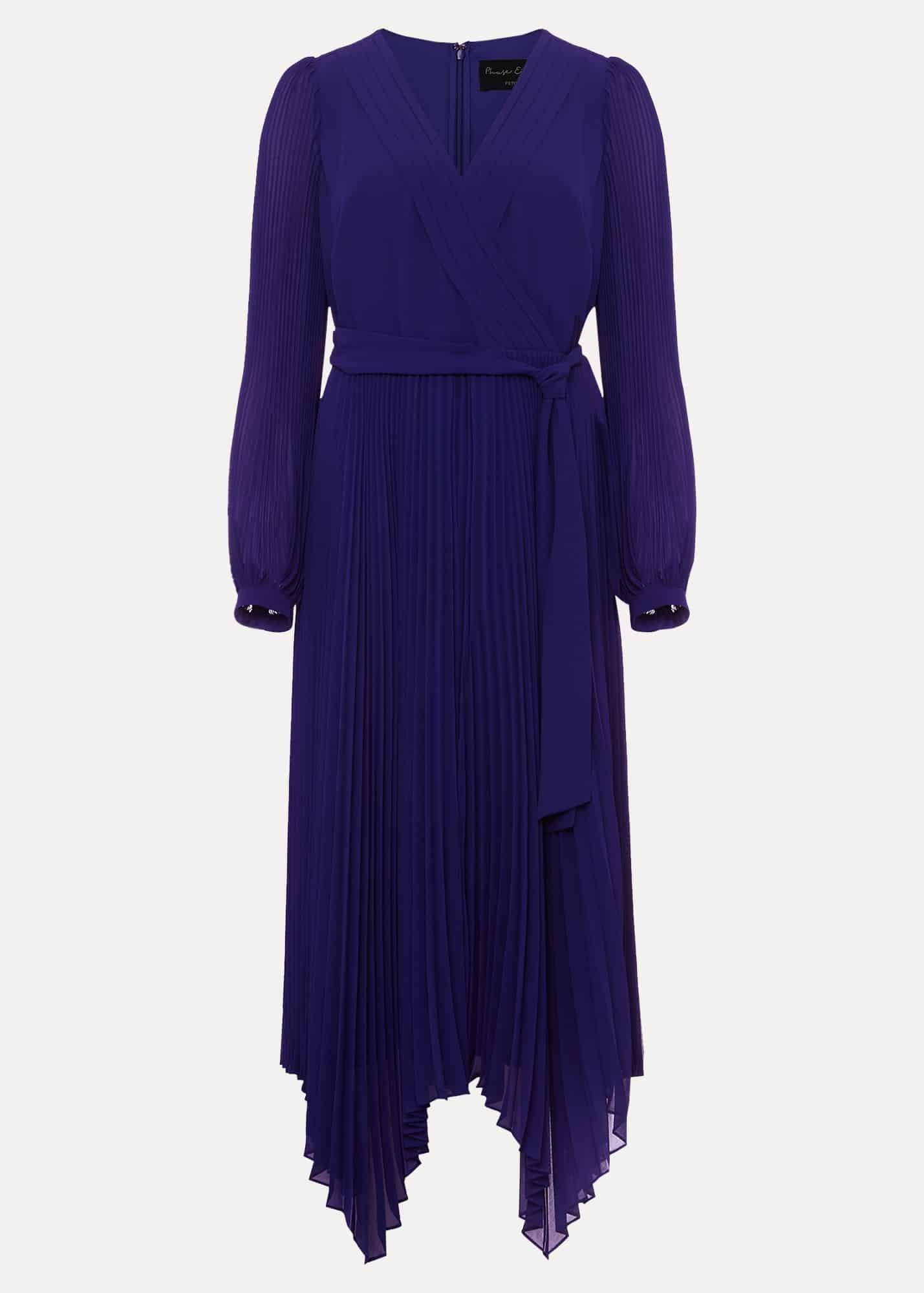 Petite Petra Blue Pleated Midi Dress