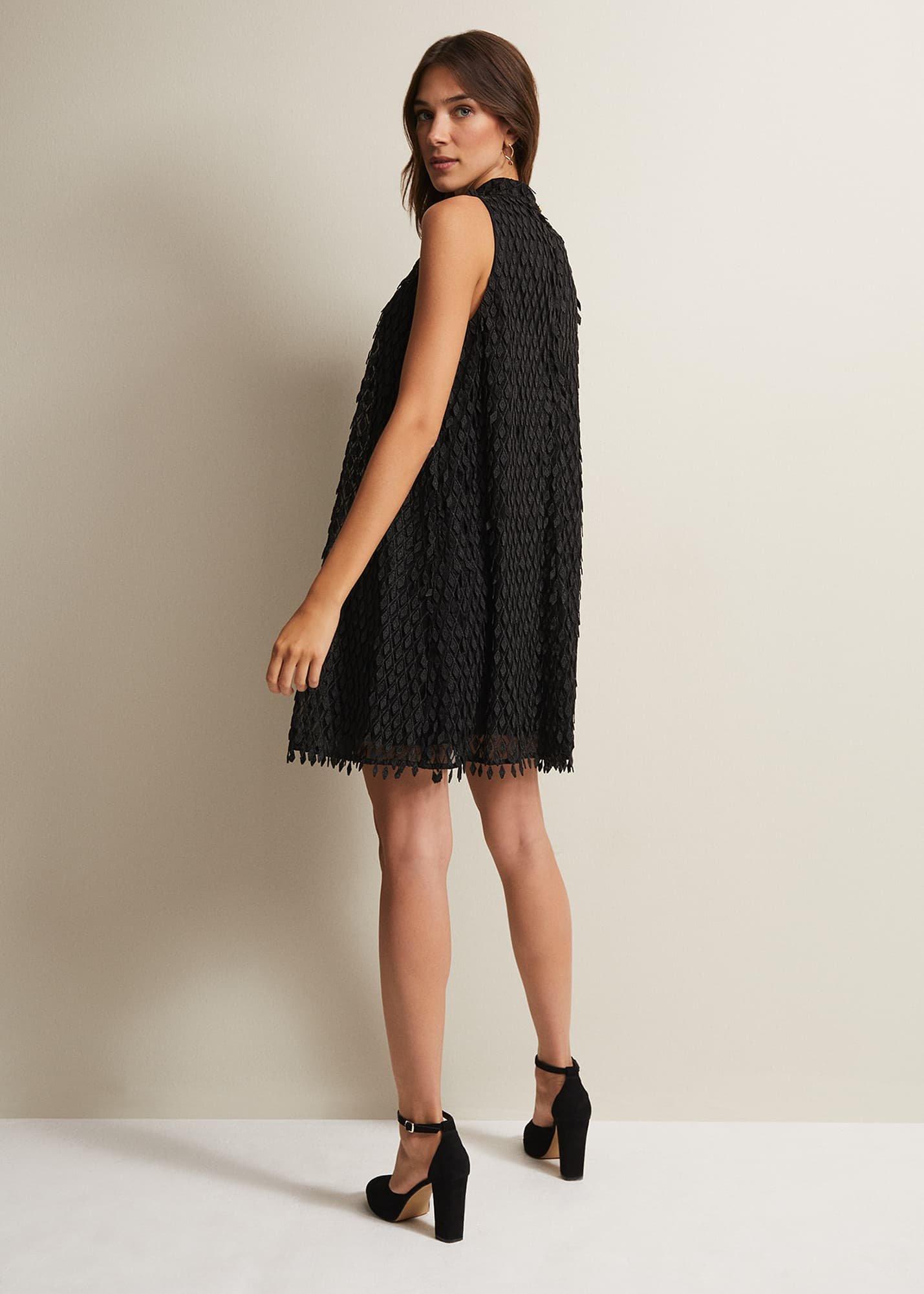 Zafia Black Shift Mini Dress