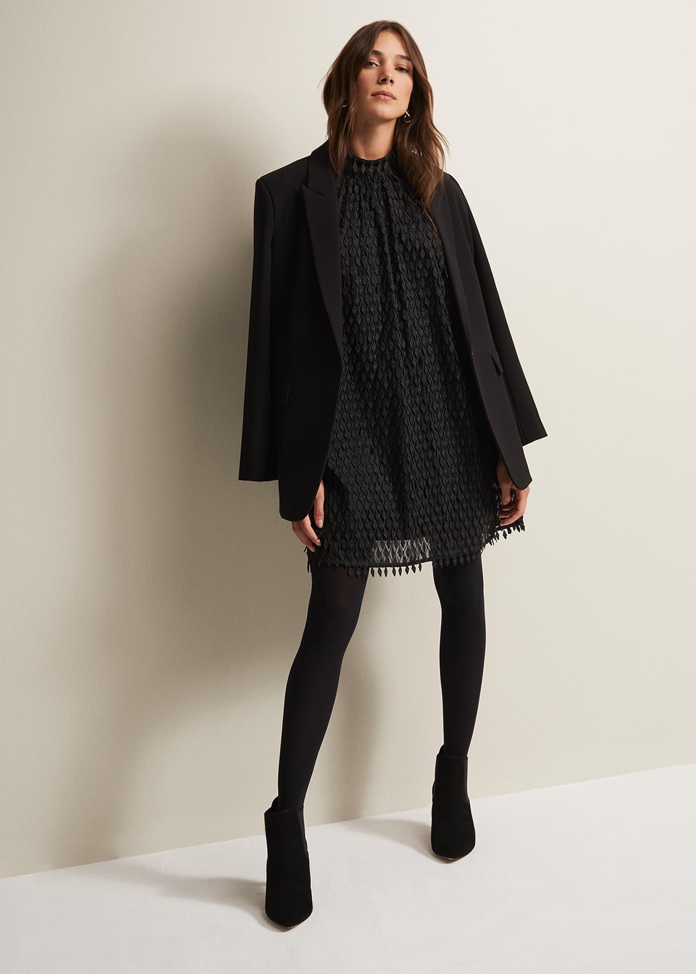 Zafia Black Shift Mini Dress