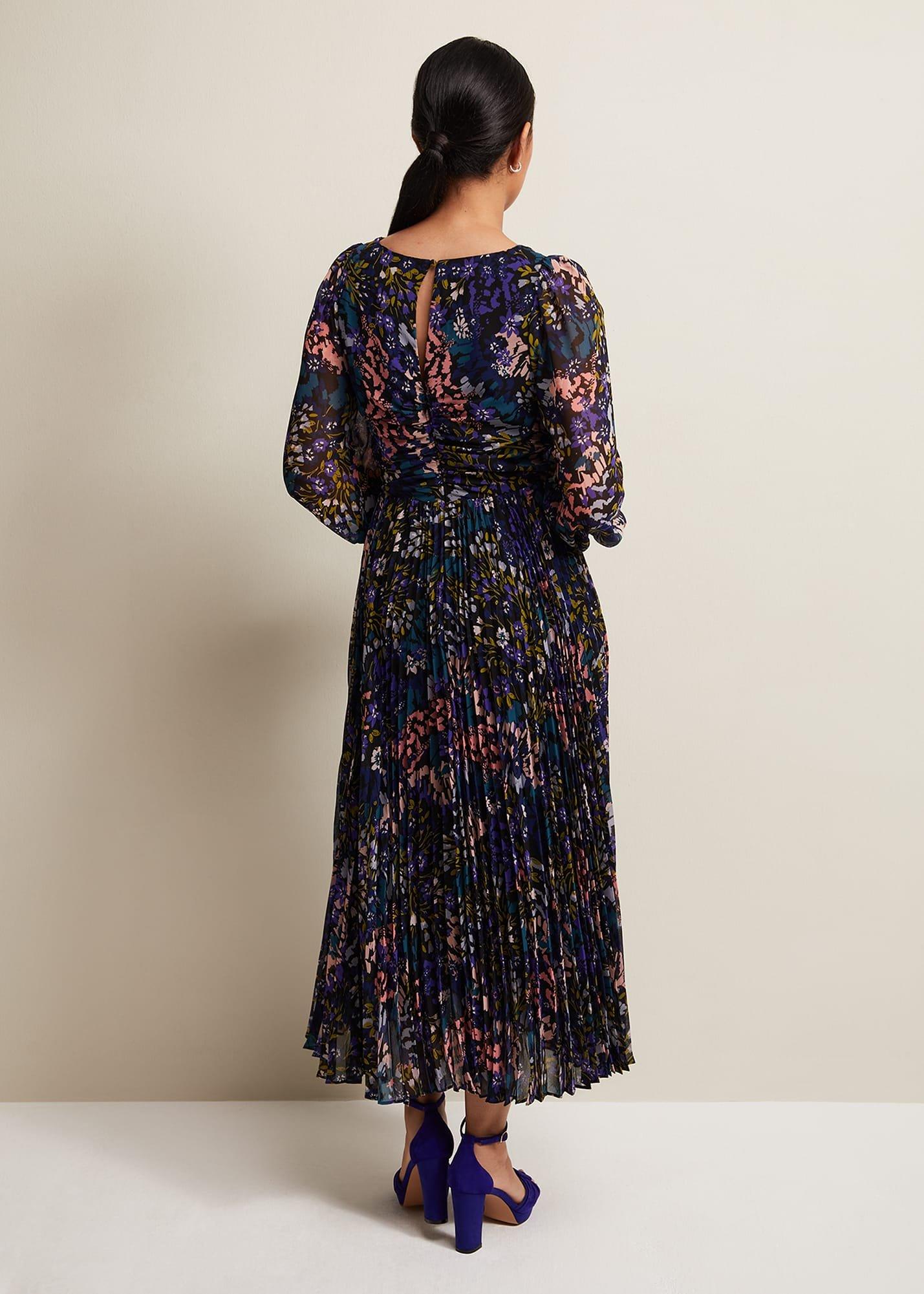 Petite Kindra Floral Pleated Midi Dress