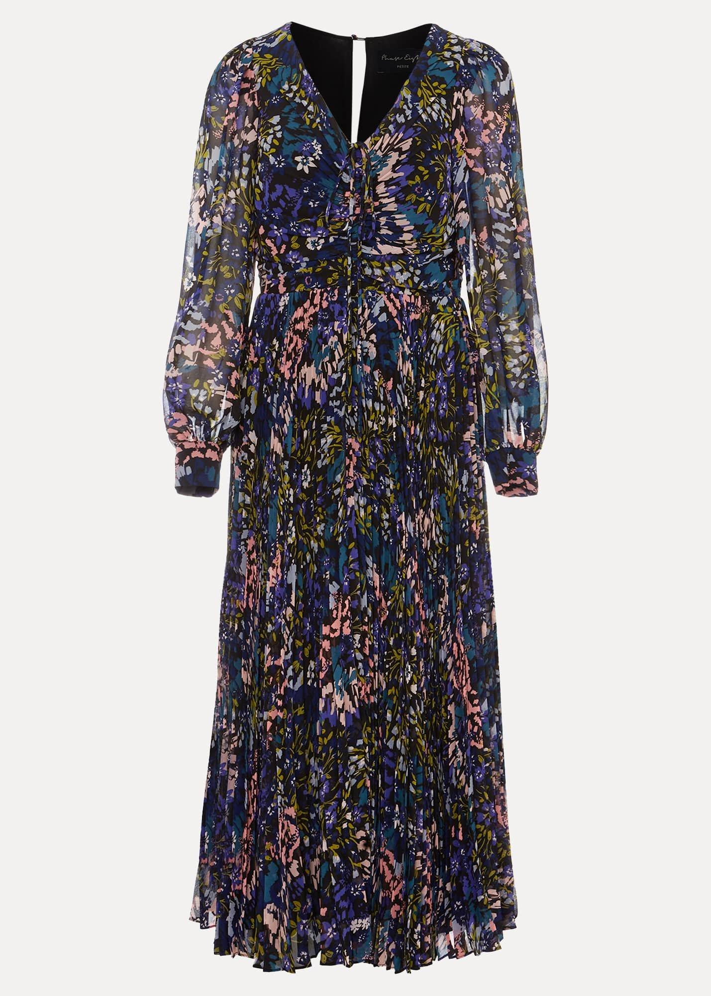 Petite Kindra Floral Pleated Midi Dress