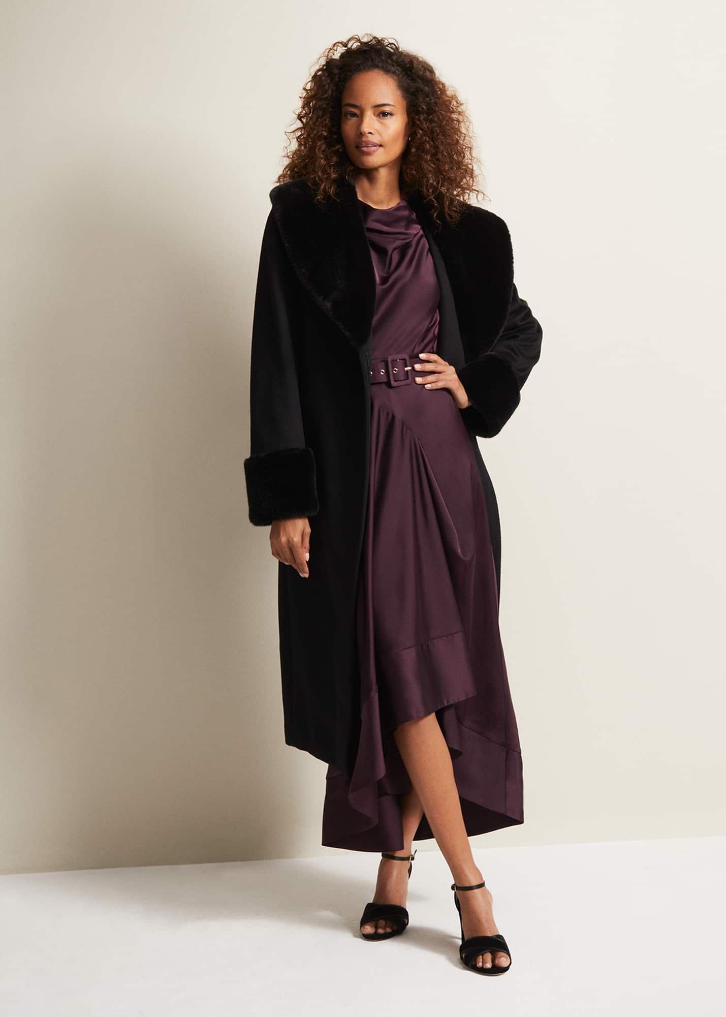 Sabrianna Burgundy Satin Midi Dress