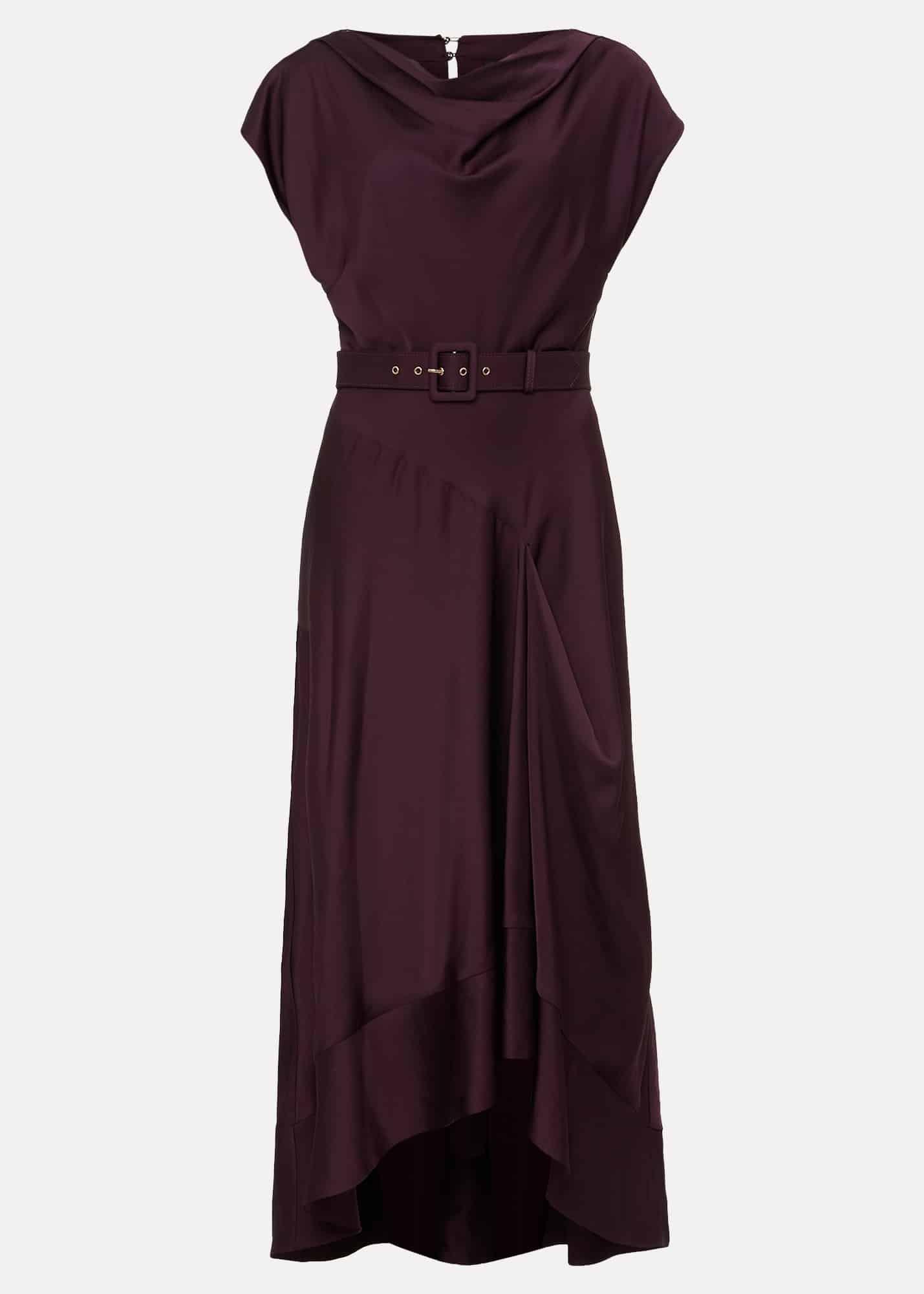 Sabrianna Burgundy Satin Midi Dress