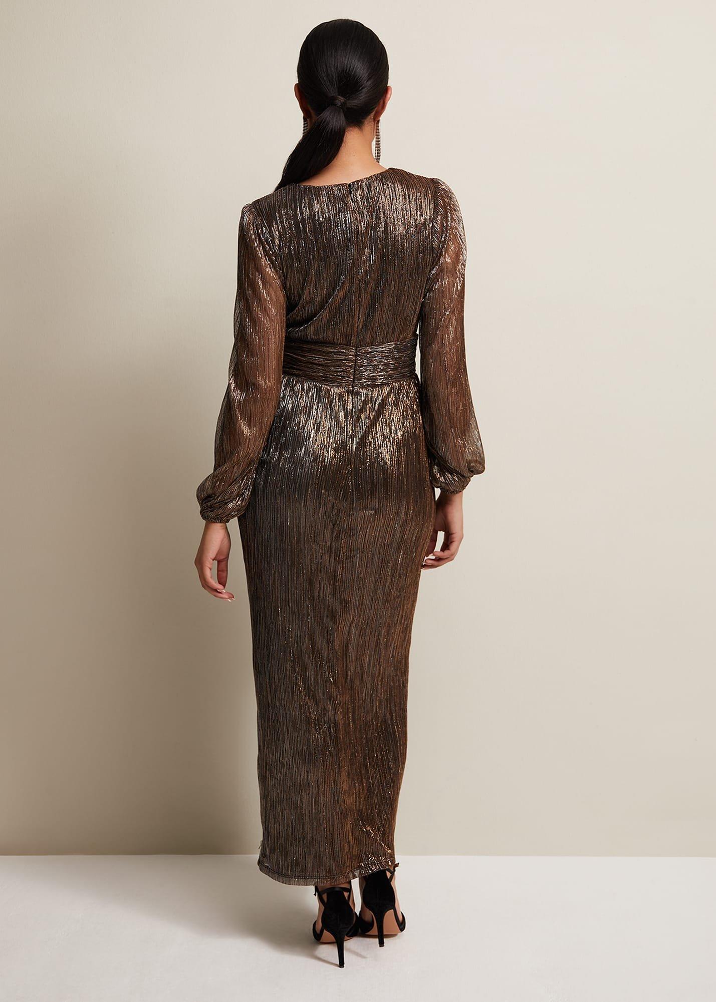 Petite Brielle Bronze Shimmer Maxi Dress