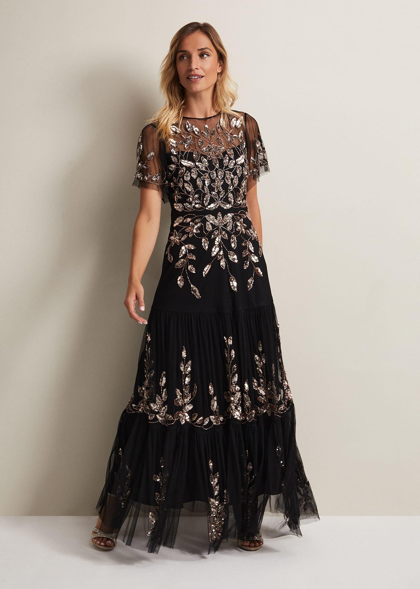 Hilary Beaded Tiered Maxi Dress
