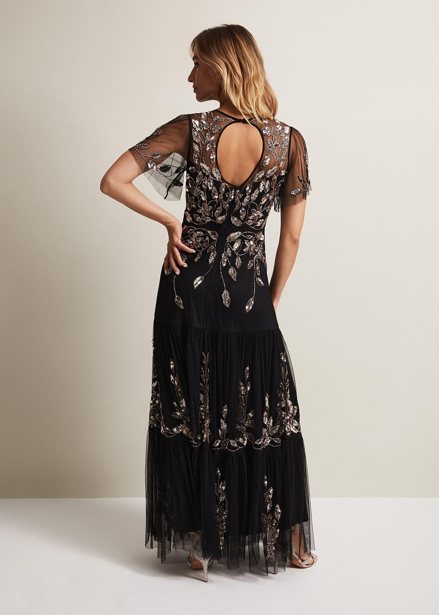 Hilary Beaded Tiered Maxi Dress