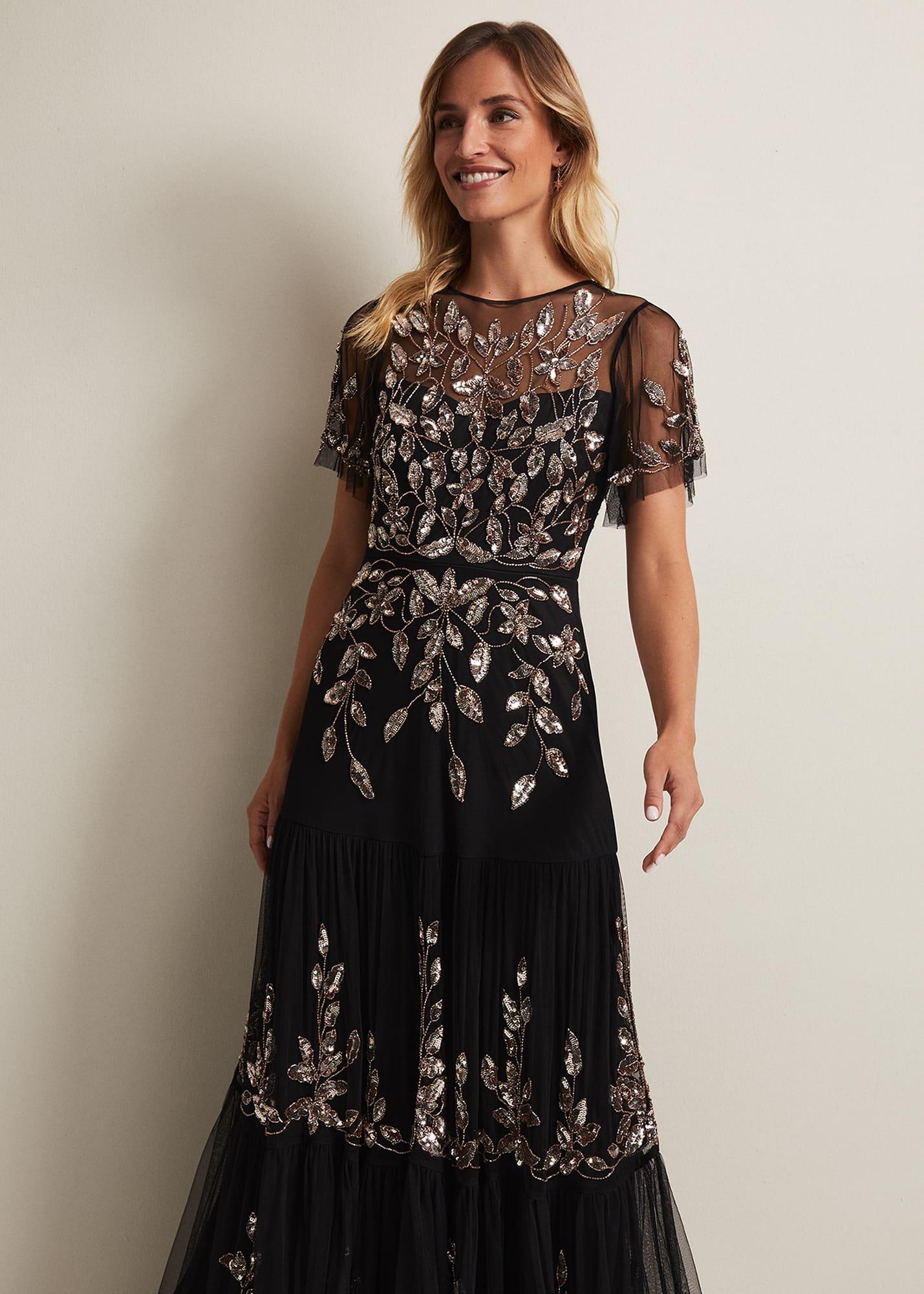 Hilary Beaded Tiered Maxi Dress