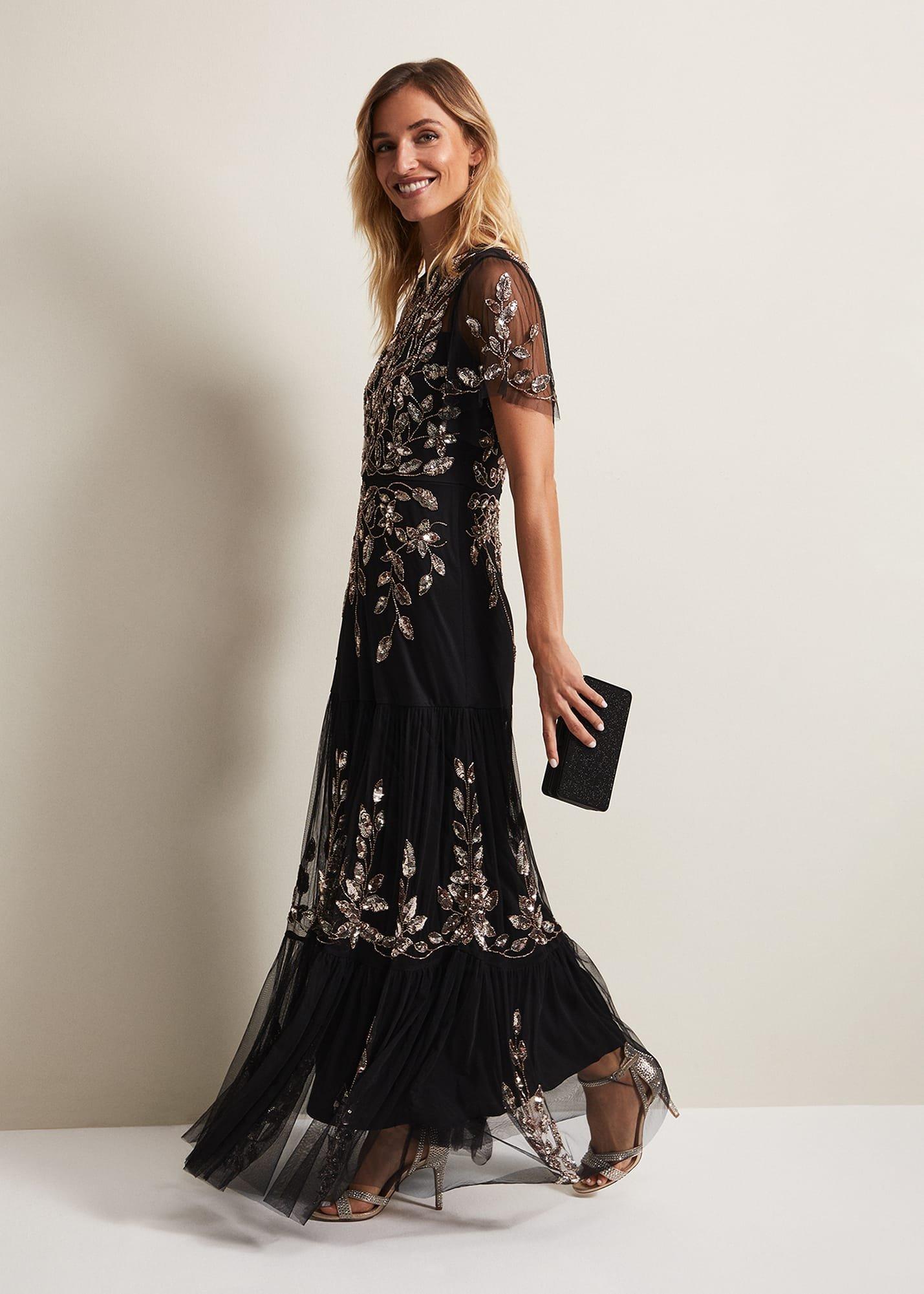 Hilary Beaded Tiered Maxi Dress