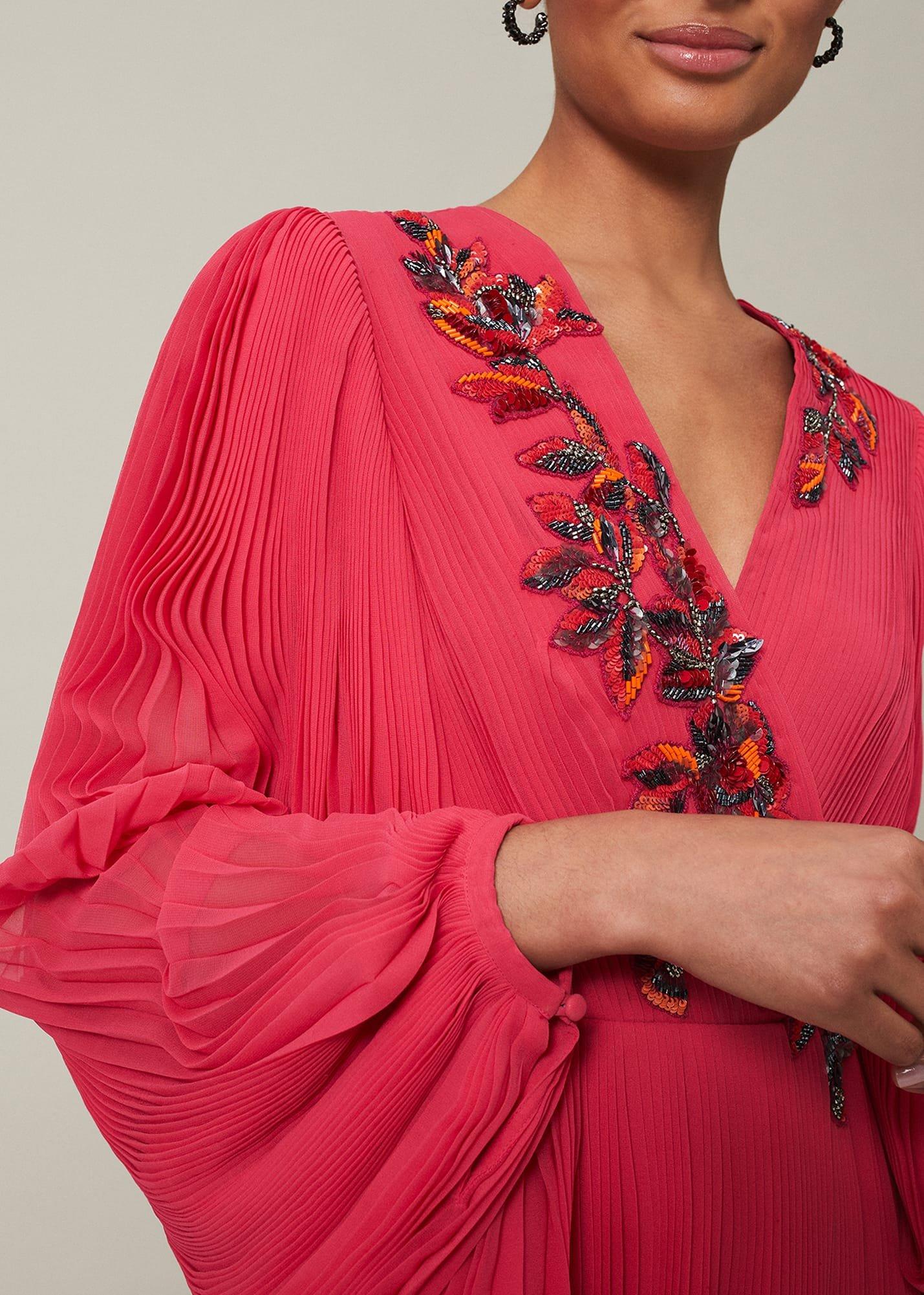 Lillian Pleated Wrap Maxi Dress