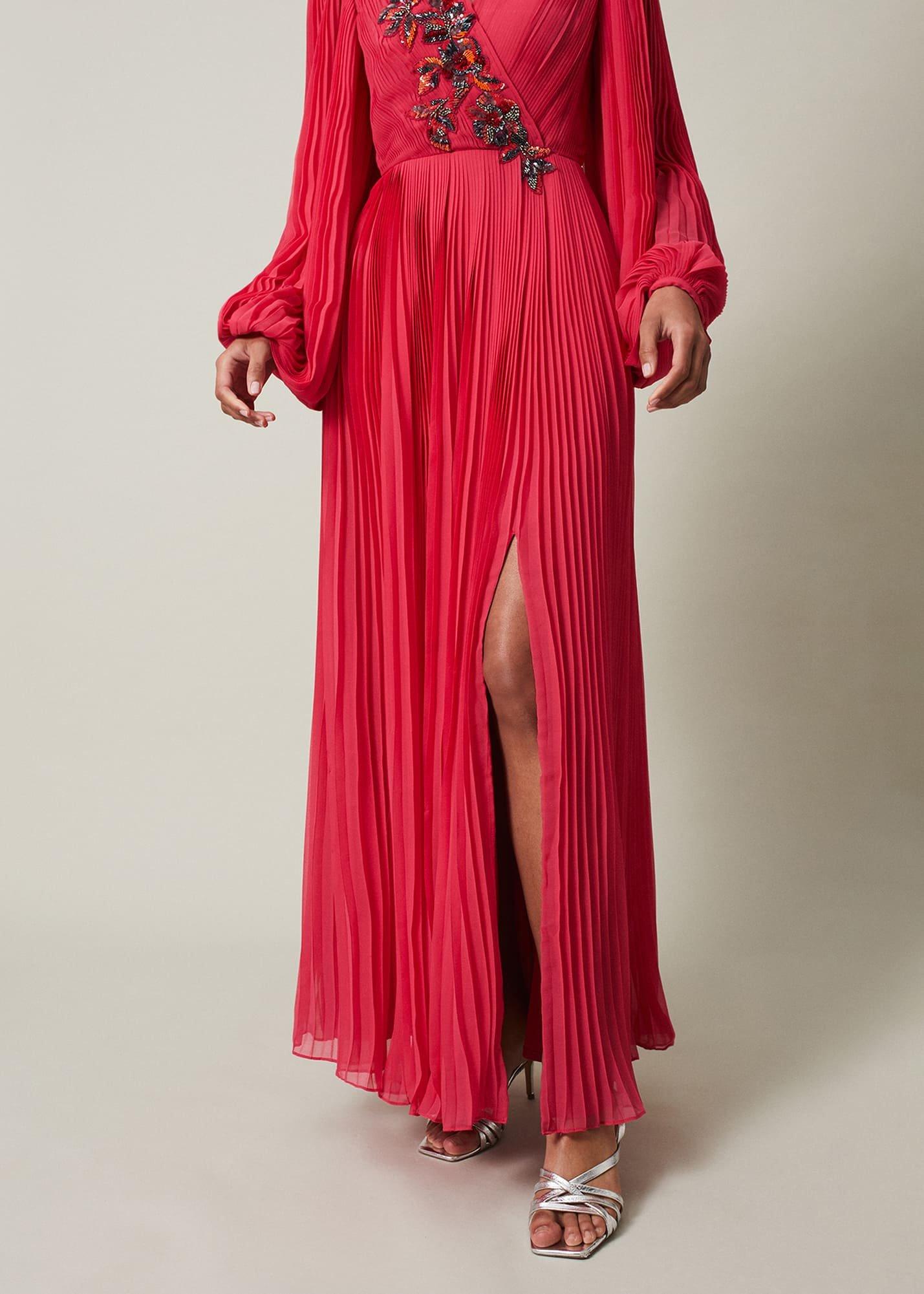 Lillian Pleated Wrap Maxi Dress