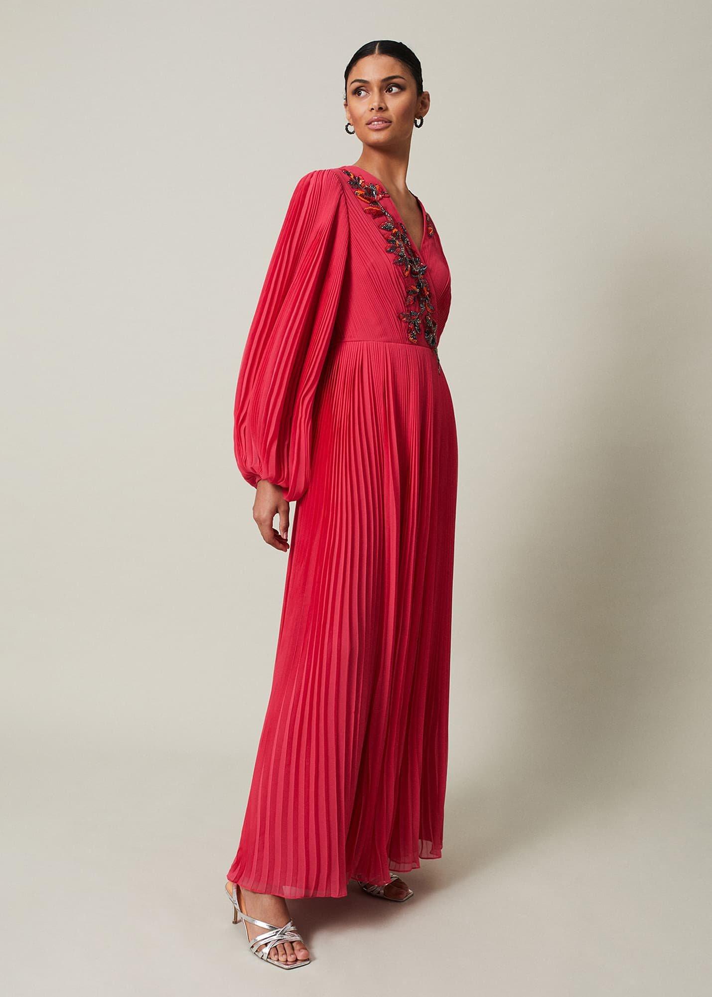 Lillian Pleated Wrap Maxi Dress